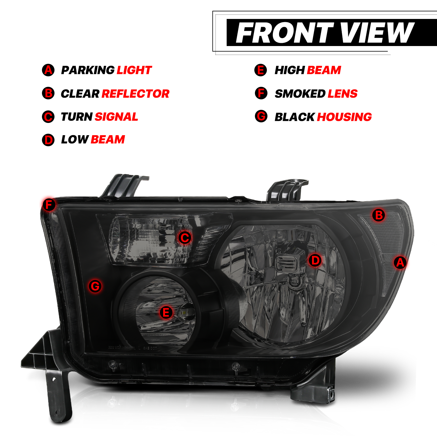 Factory Style Headlights (Smoked)<br>07-13 Toyota Tundra, 08-17 Sequoia