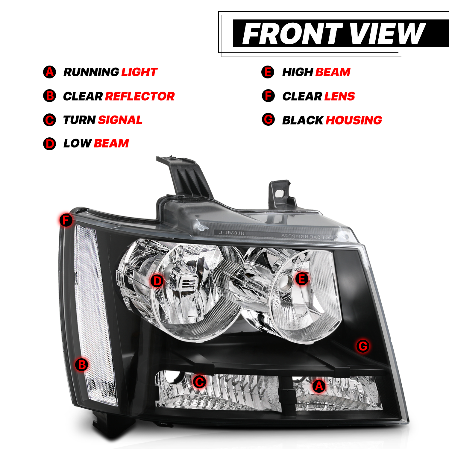 Factory Style Headlights (Black)<br>07-14 Chevy Suburban, Tahoe, Avalanche