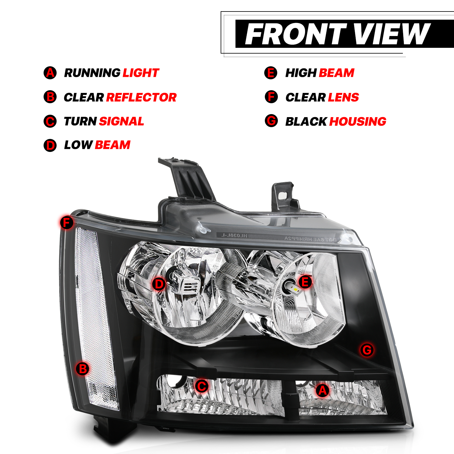 Factory Style Headlights w/LED Bulbs (Black)<br>07-14 Chevy Suburban, Tahoe, Avalanche