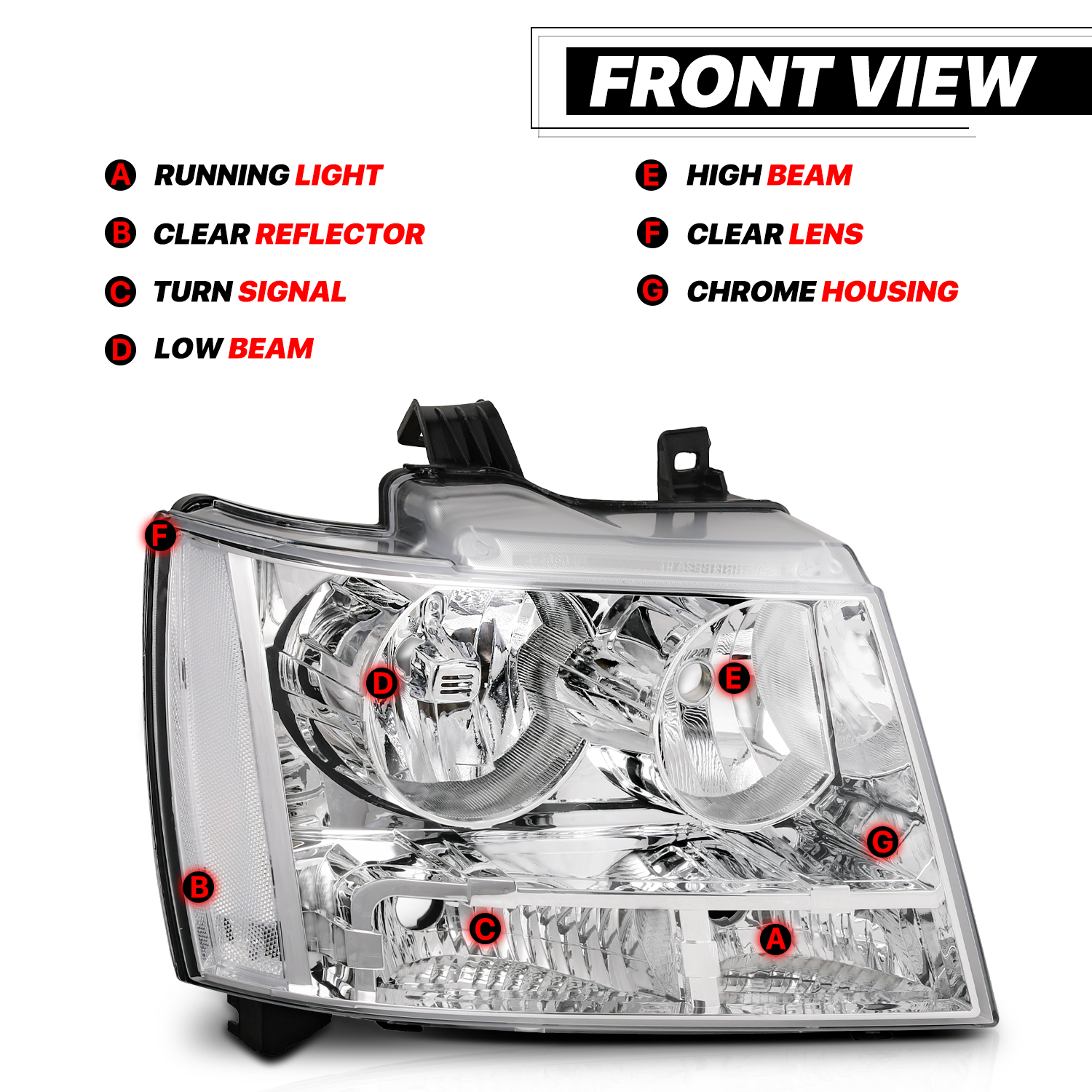 Factory Style Headlights (Chrome)<br>07-14 Chevy Suburban, Tahoe, Avalanche