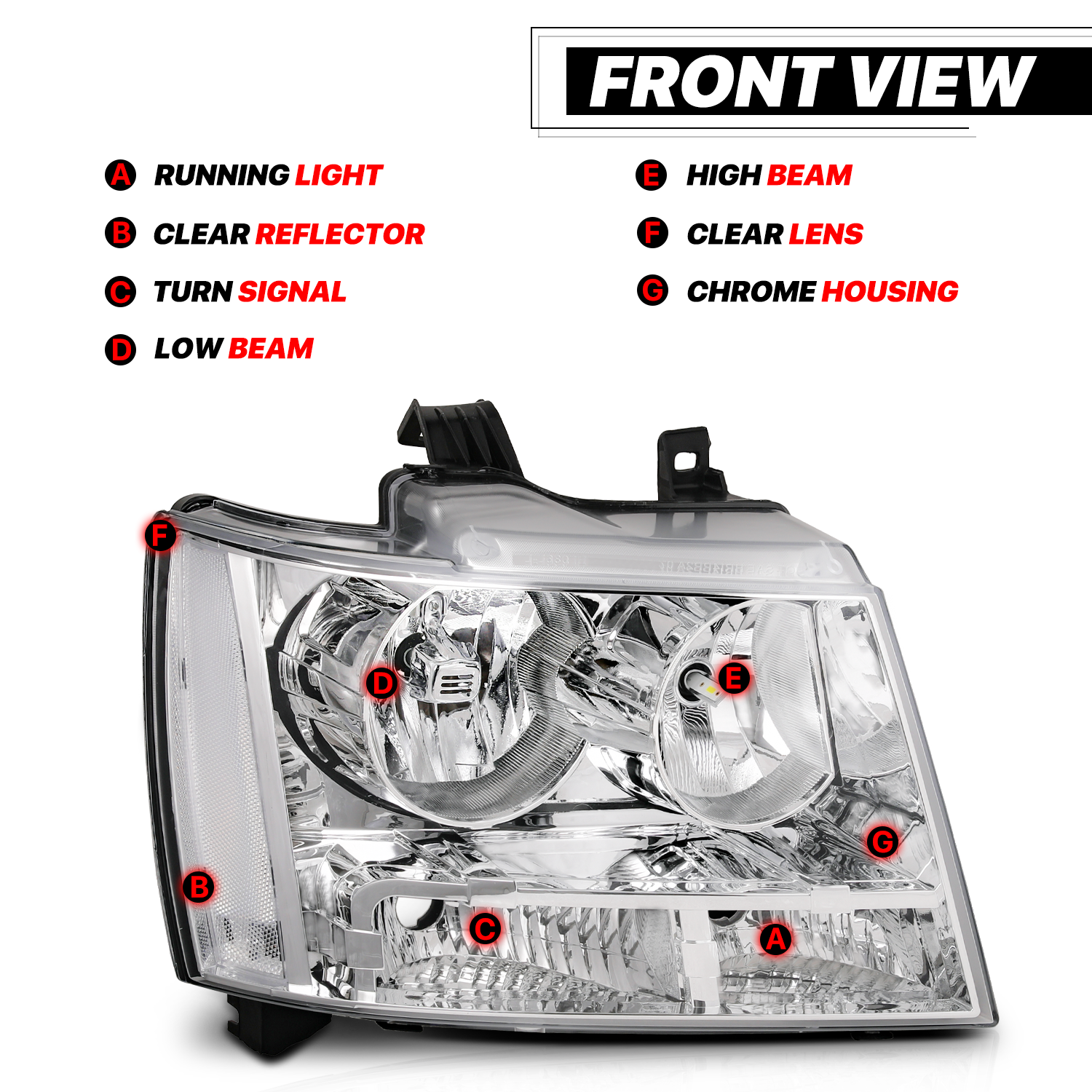 Factory Style Headlights w/LED Bulbs (Chrome)<br>07-14 Chevy Suburban, Tahoe, Avalanche