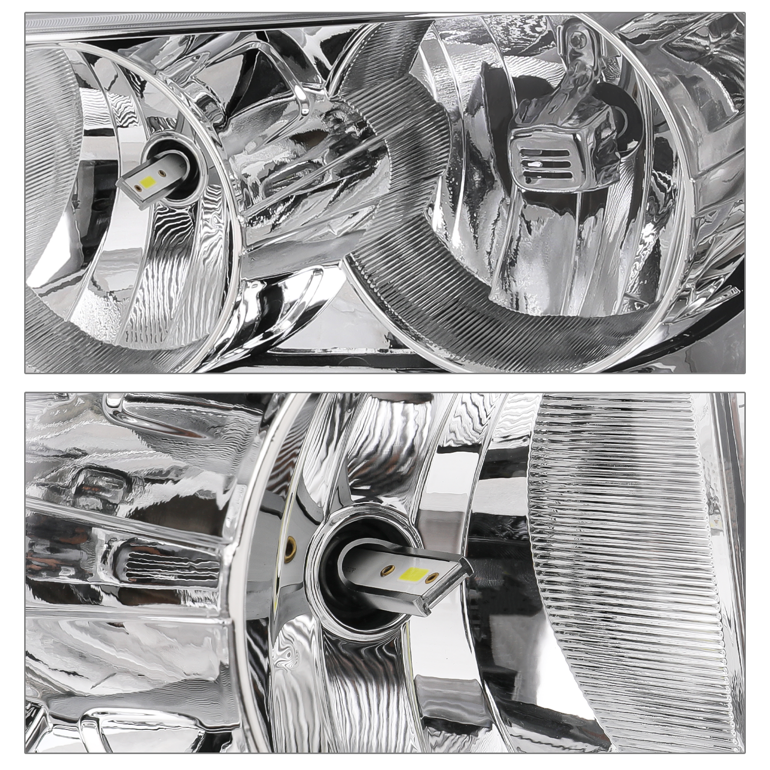 Factory Style Headlights w/LED Bulbs (Chrome)<br>07-14 Chevy Suburban, Tahoe, Avalanche