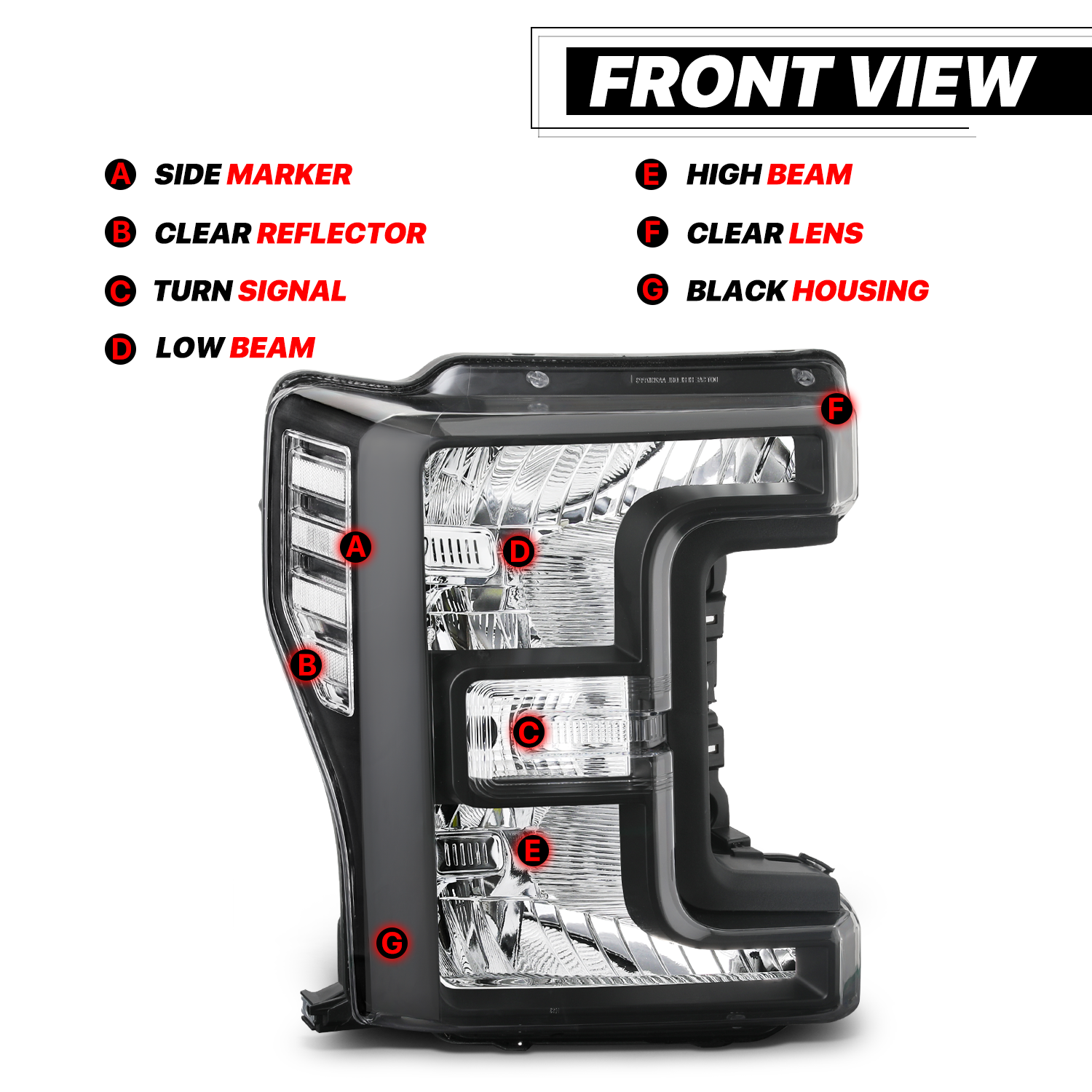 Factory Style Headlights (Black)<br>17-19 Ford F250 - F550 Super Duty XL, XLT