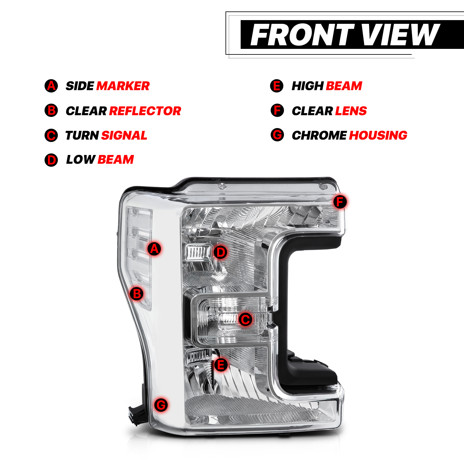 Factory Style Headlights (Chrome)<br>17-19 Ford F250 - F550 Super Duty XL, XLT