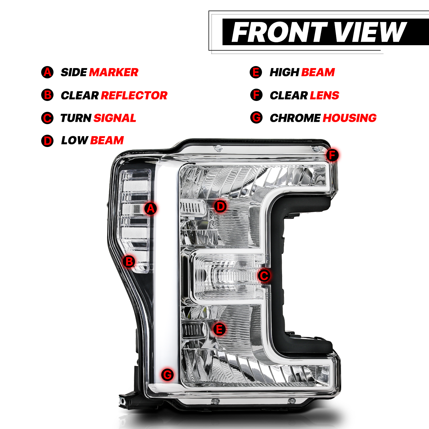 Factory Style Headlights w/LED Bulbs (Chrome)<br>17-19 Ford F250 - F550 Super Duty XL, XLT