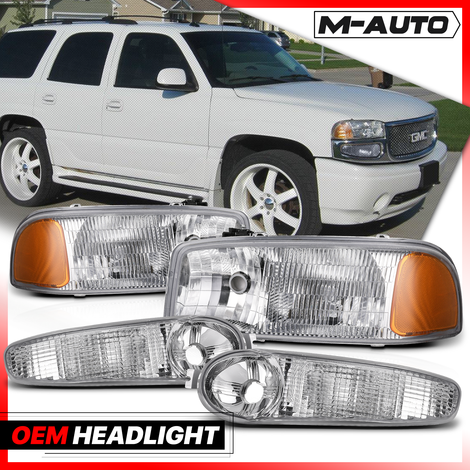 Factory Replacement Headlights<br>01-07 GMC Sierra/Yukon XL Denali