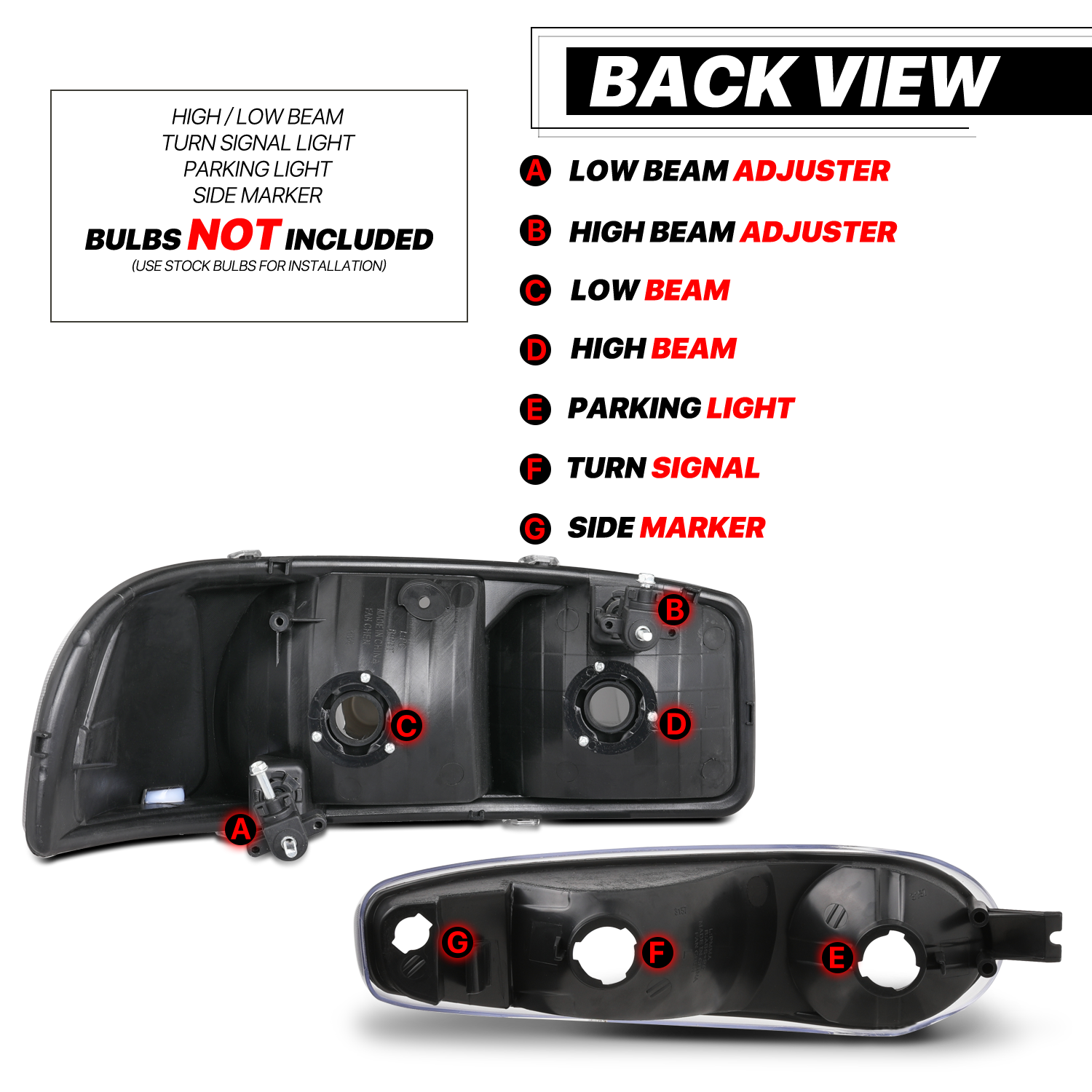 Factory Style Headlights (Black)<br>01-06 GMC Sierra/Yukon XL Denali