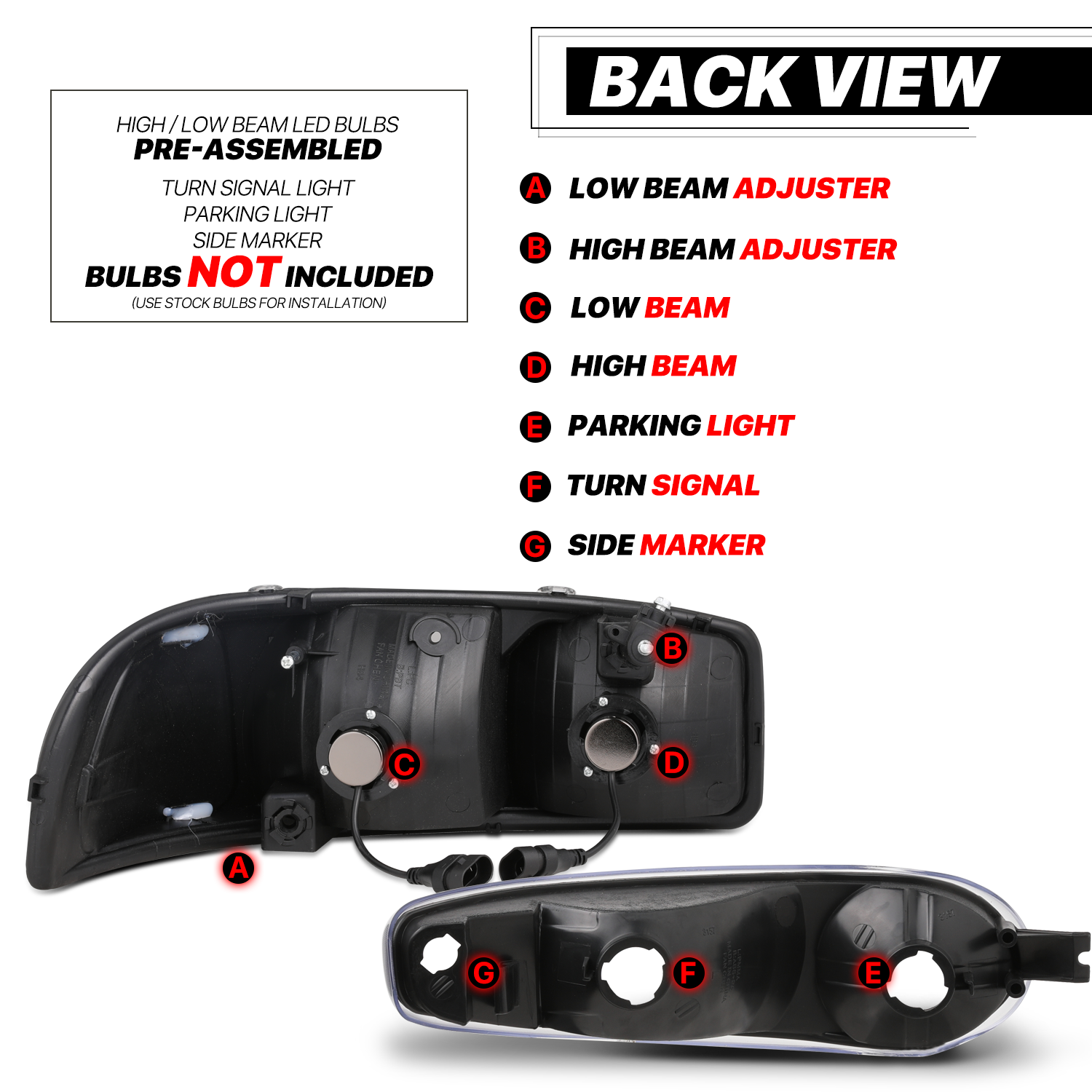 Factory Style Headlights w/LED Bulbs (Black)<br>01-06 GMC Sierra/Yukon XL Denali