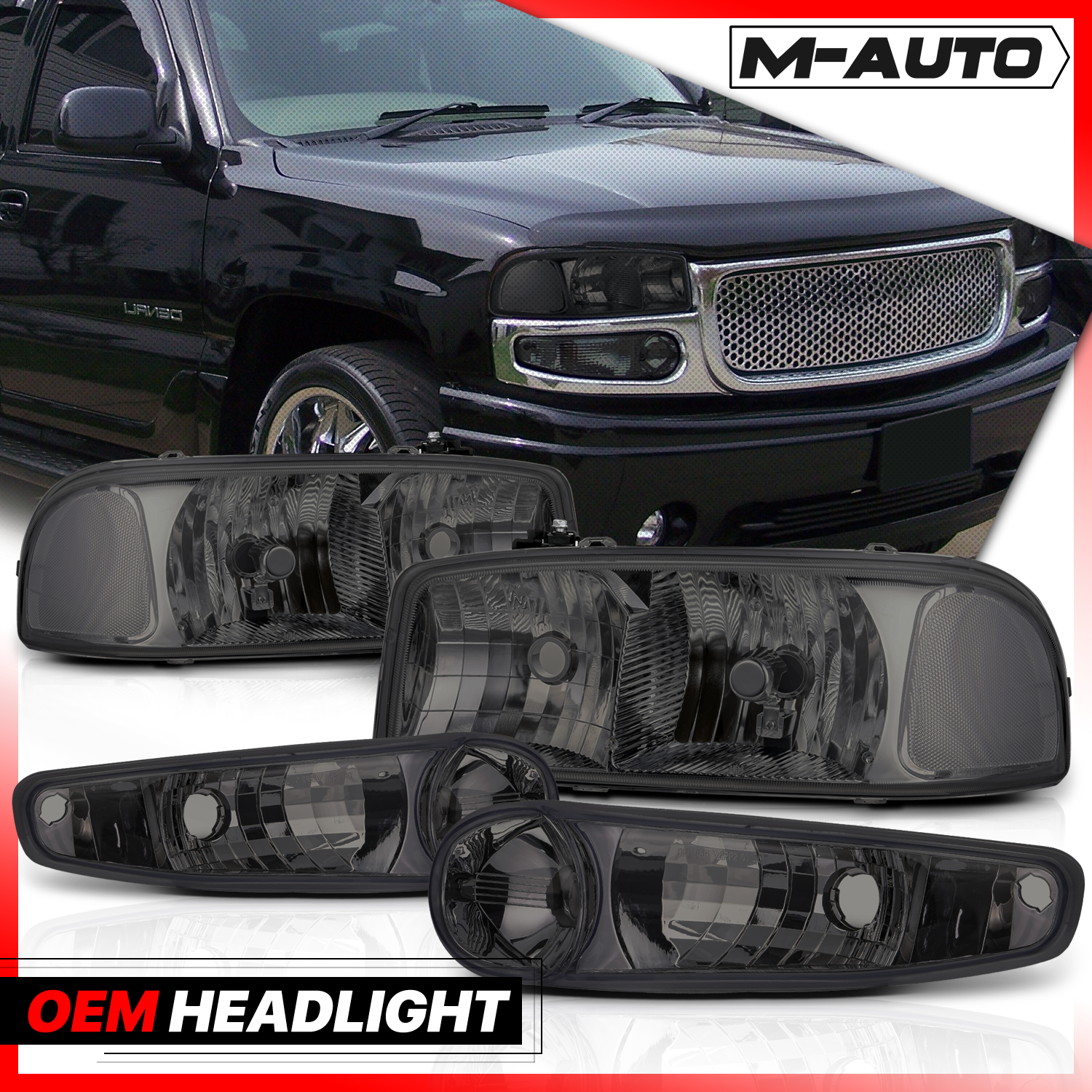 Factory Style Headlights (Smoked)<br>01-06 GMC Sierra/Yukon XL Denali