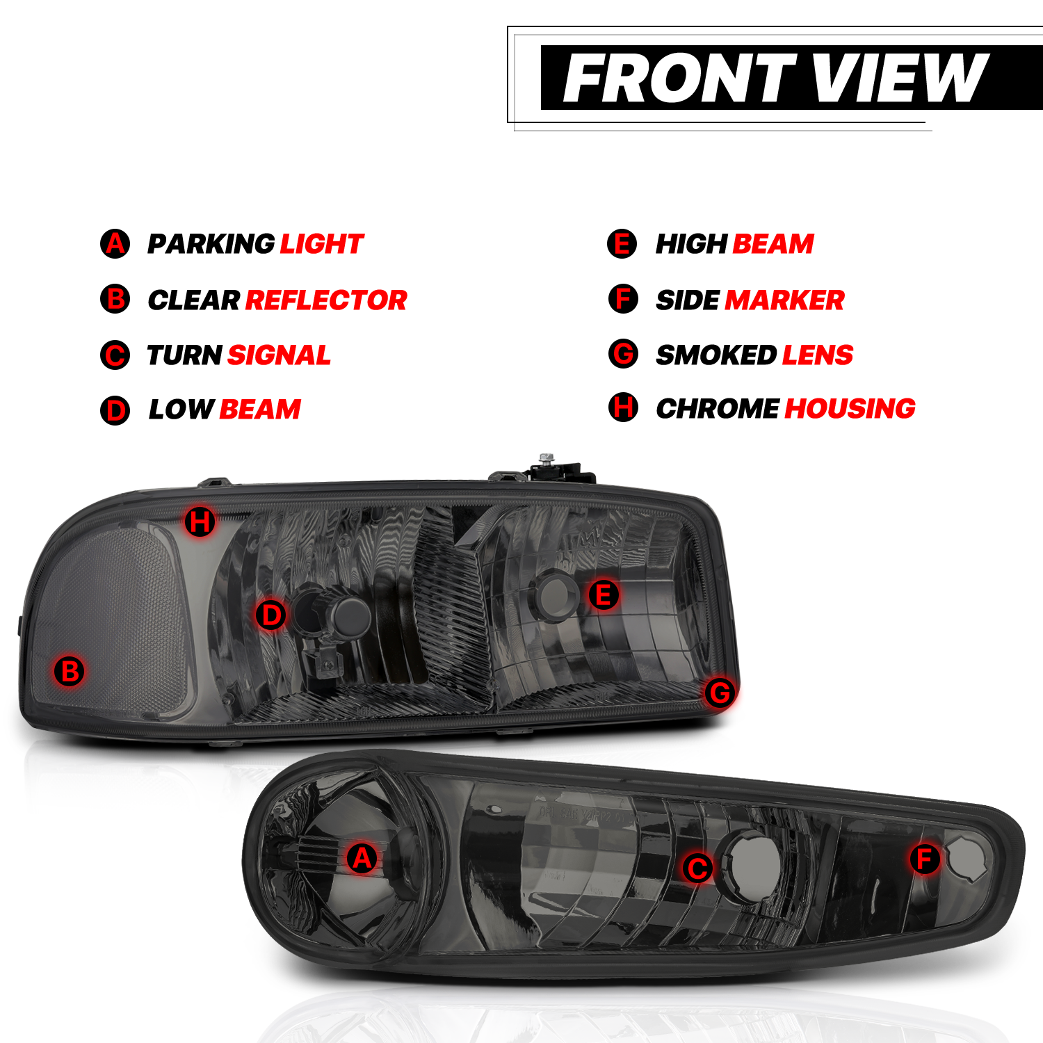 Factory Style Headlights (Smoked)<br>01-06 GMC Sierra/Yukon XL Denali