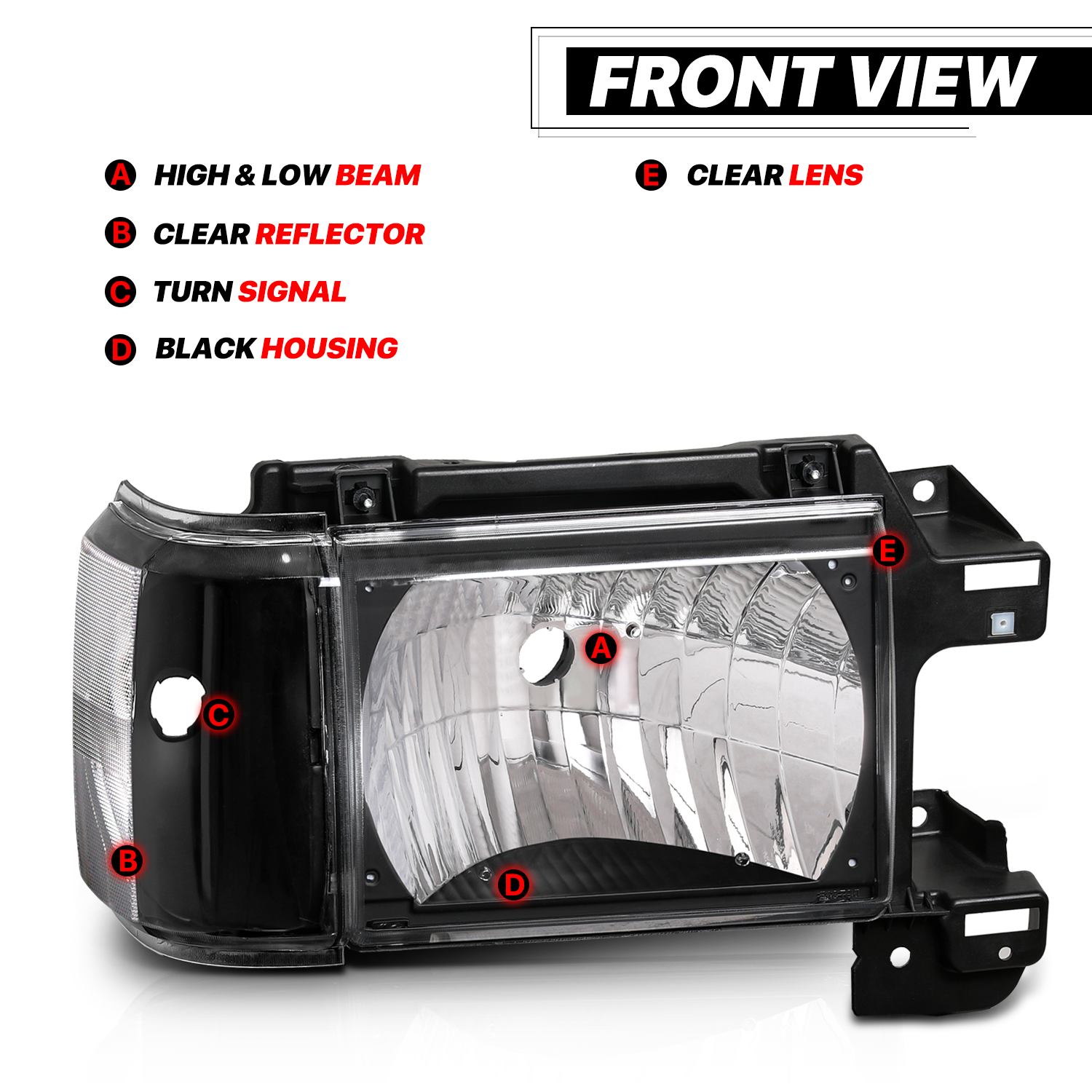 Factory Style Headlights (Black)<br>87-91 Ford F150, F250, F350, Bronco