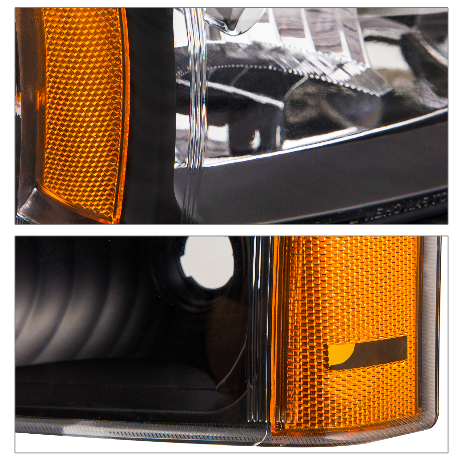 Factory Style Headlights (Black/Amber)<br>03-07 Chevy Silverado, Avalanche