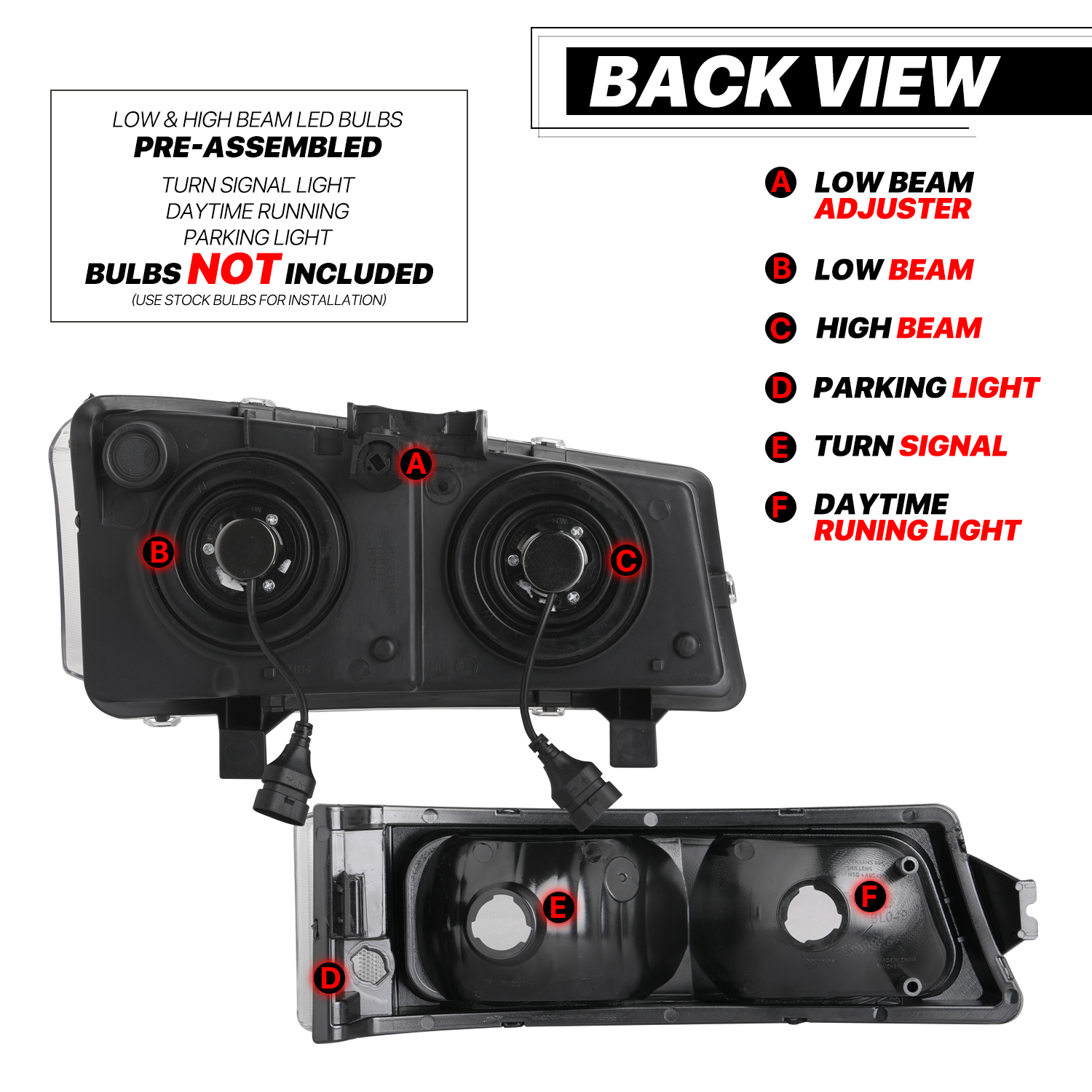 Factory Style Headlights w/LED Bulbs (Black/Clear)<br>03-07 Chevy Silverado, Avalanche