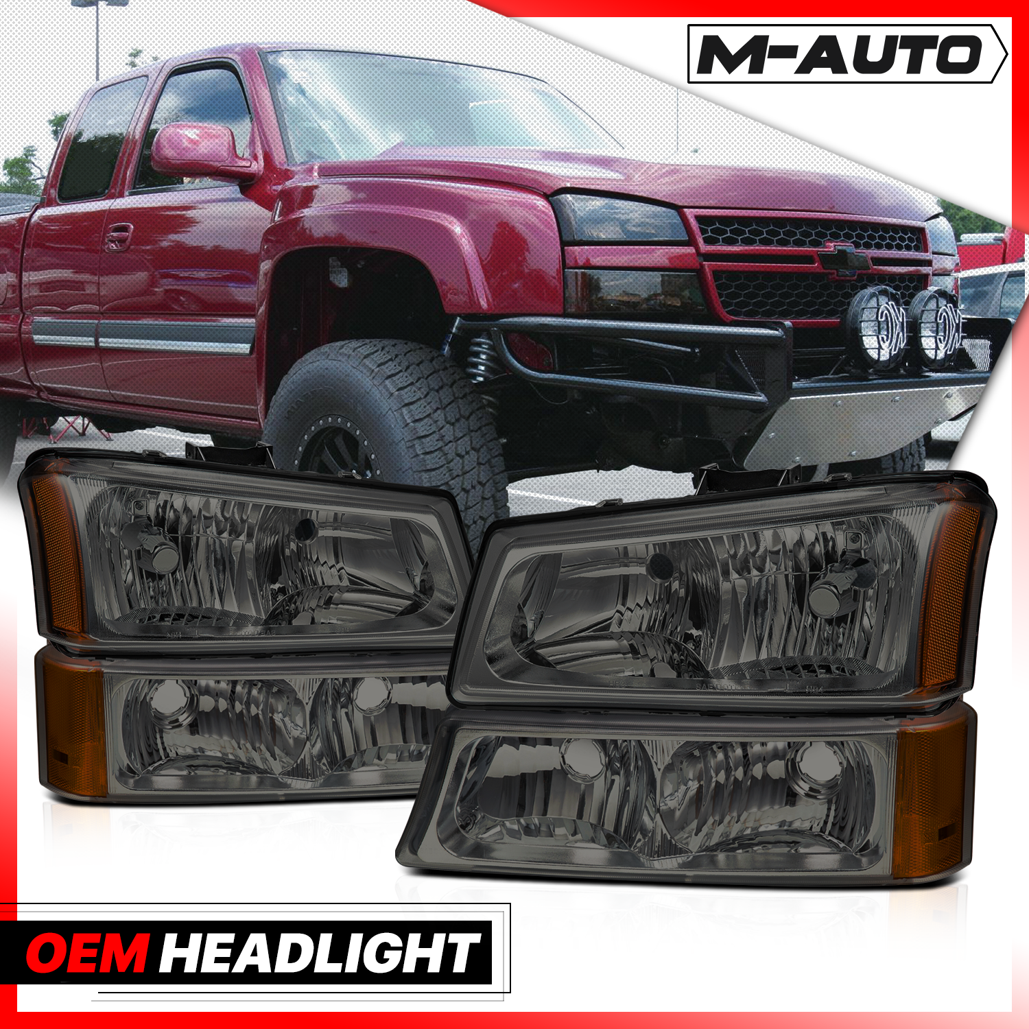 Factory Style Headlights (Smoked)<br>03-07 Chevy Silverado, Avalanche