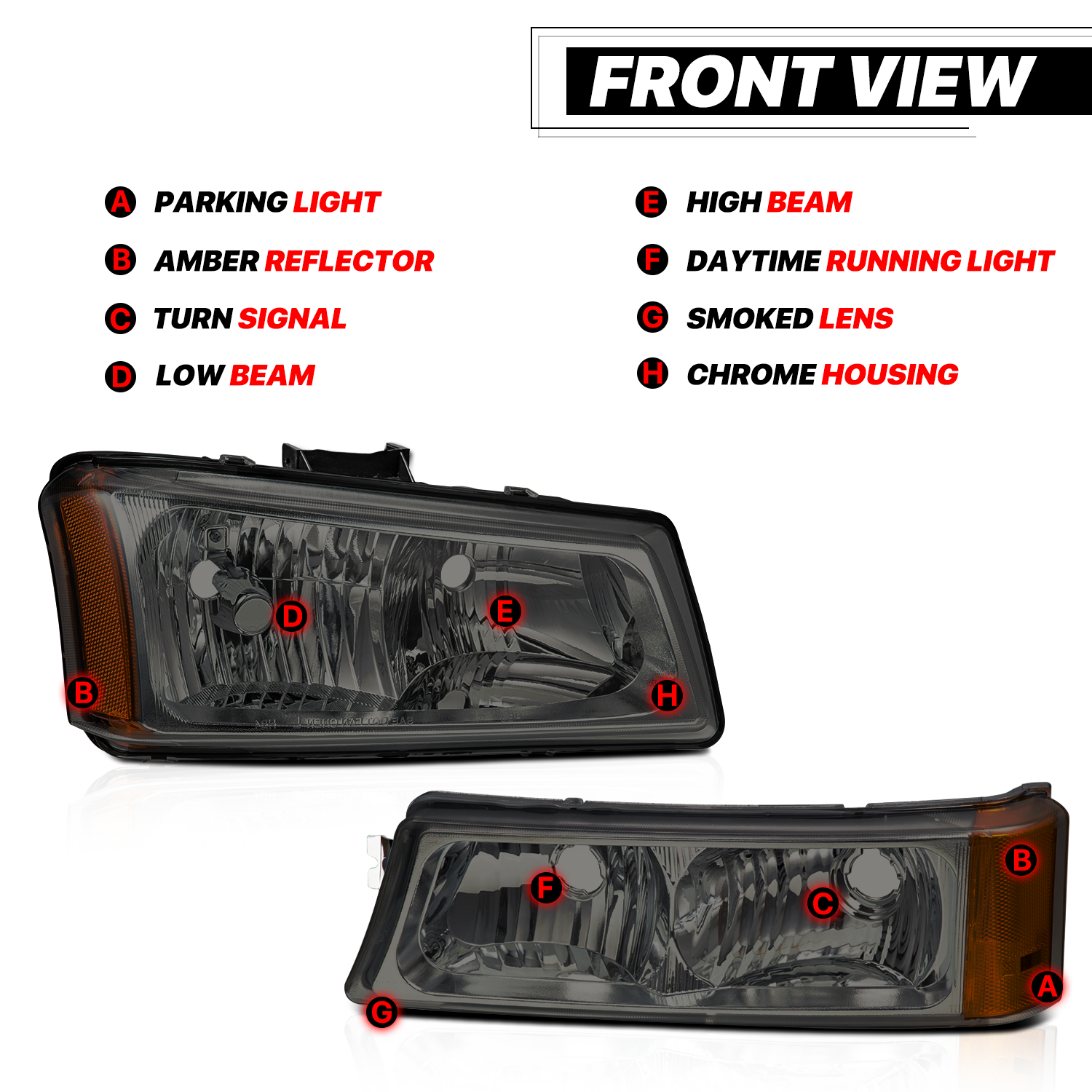 Factory Style Headlights (Smoked)<br>03-07 Chevy Silverado, Avalanche