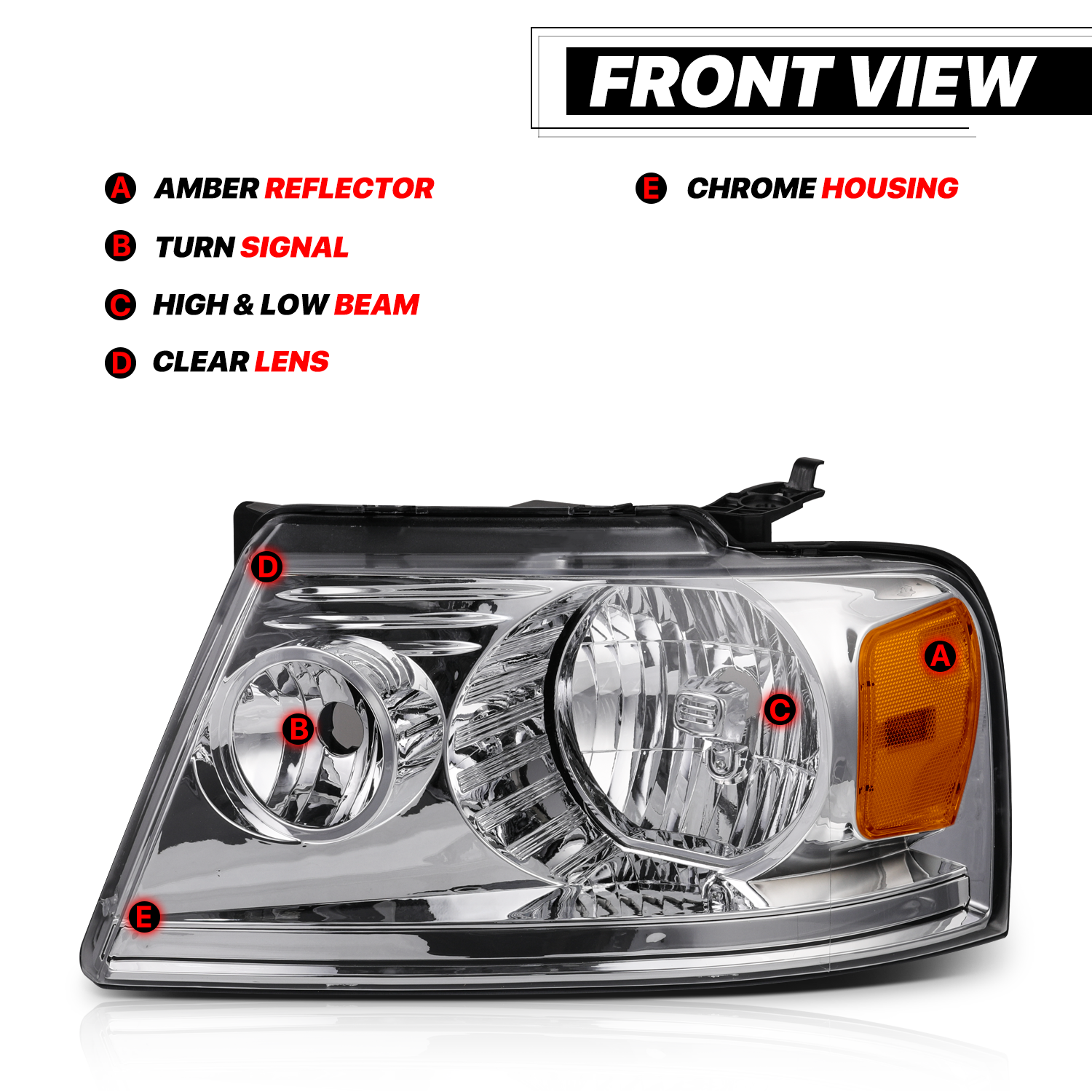 Factory Style Headlights (Chrome/Amber)<br>04-08 Ford F150, 06-08 Lincoln Mark LT