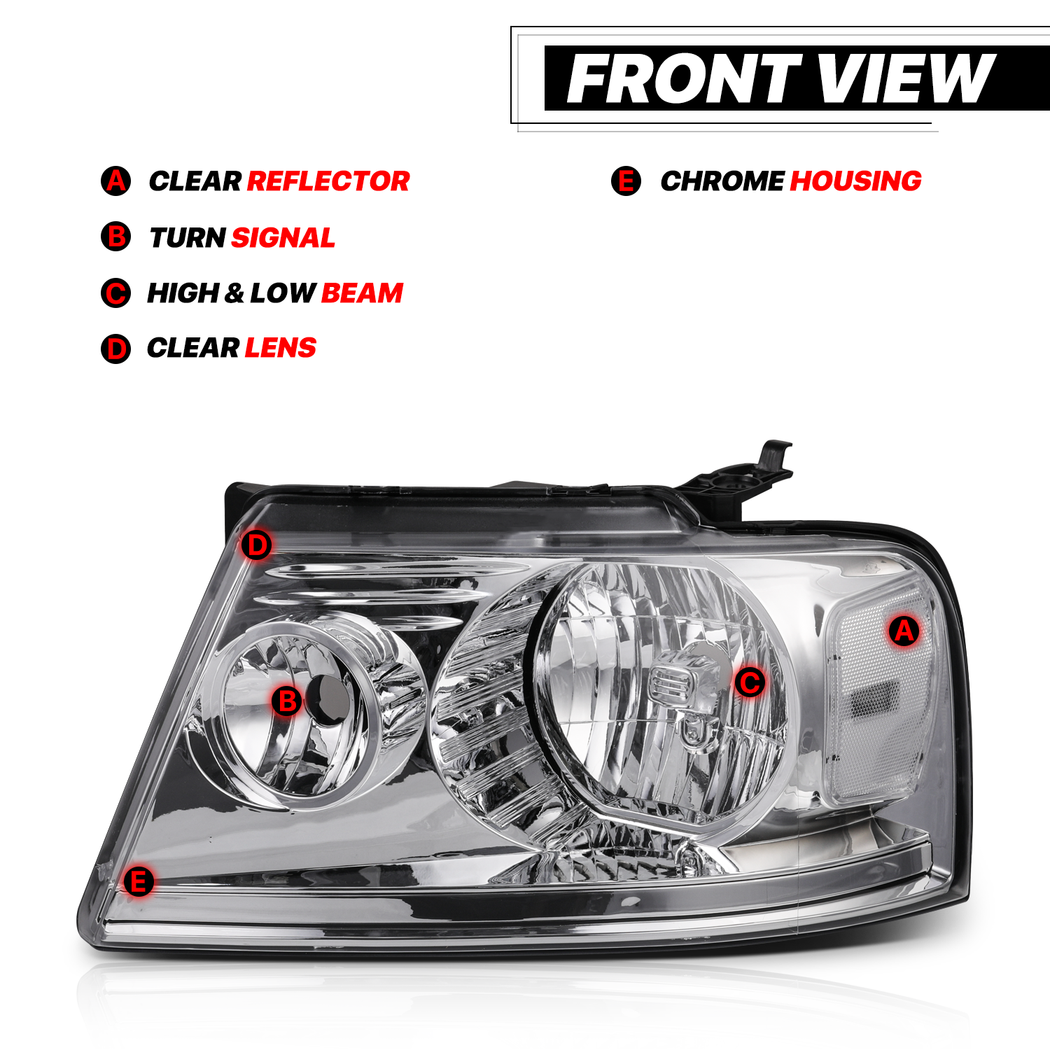 Factory Style Headlights (Chrome)<br>04-08 Ford F150, 06-08 Lincoln Mark LT