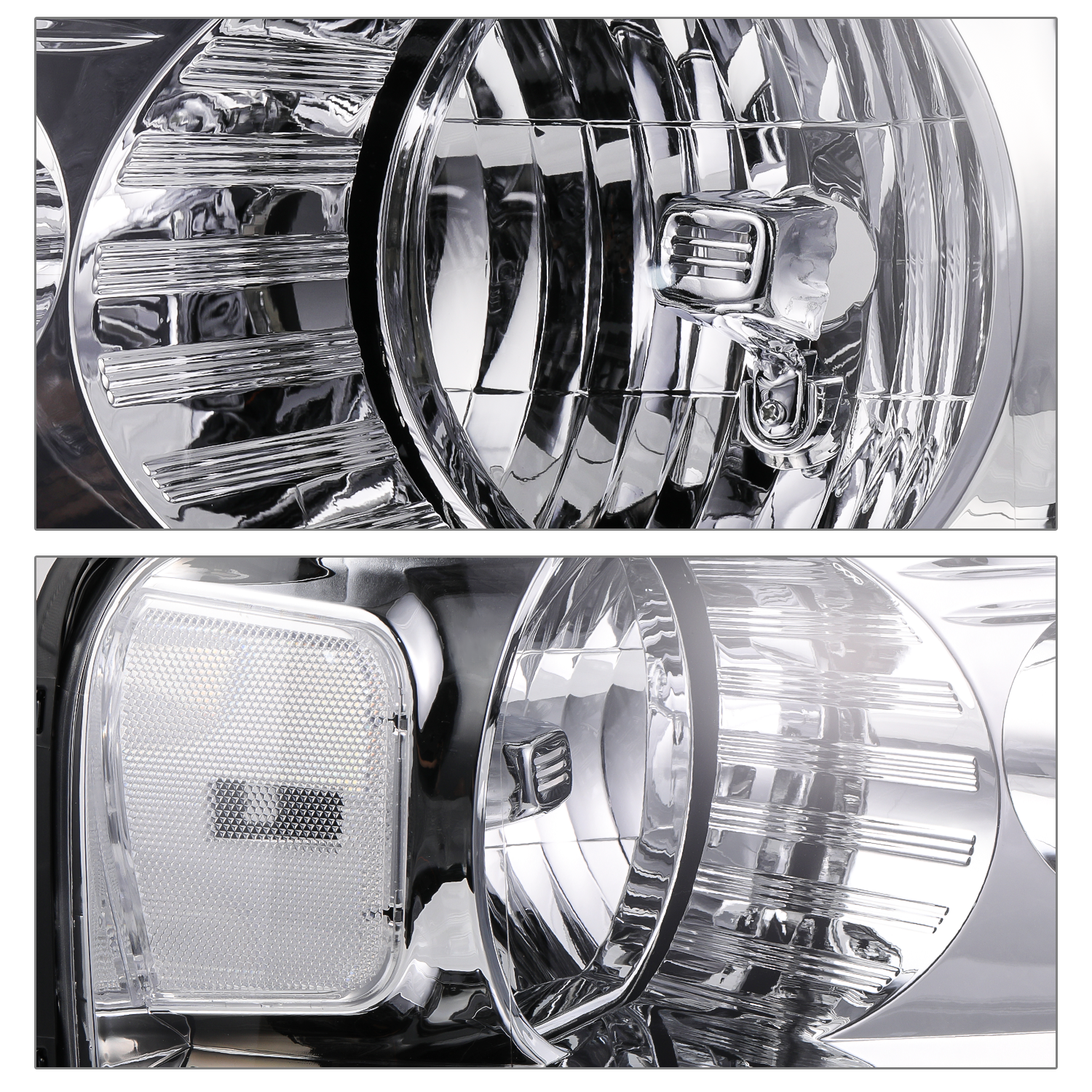 Factory Style Headlights w/LED Bulbs (Chrome)<br>04-08 Ford F150, 06-08 Lincoln Mark LT