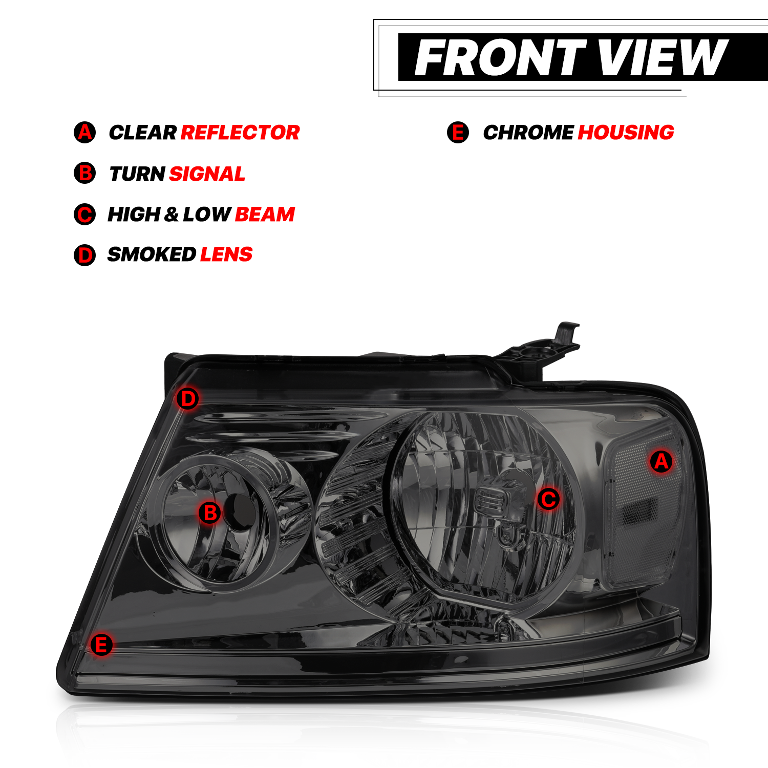 Factory Style Headlights (Smoked)<br>04-08 Ford F150, 06-08 Lincoln Mark LT