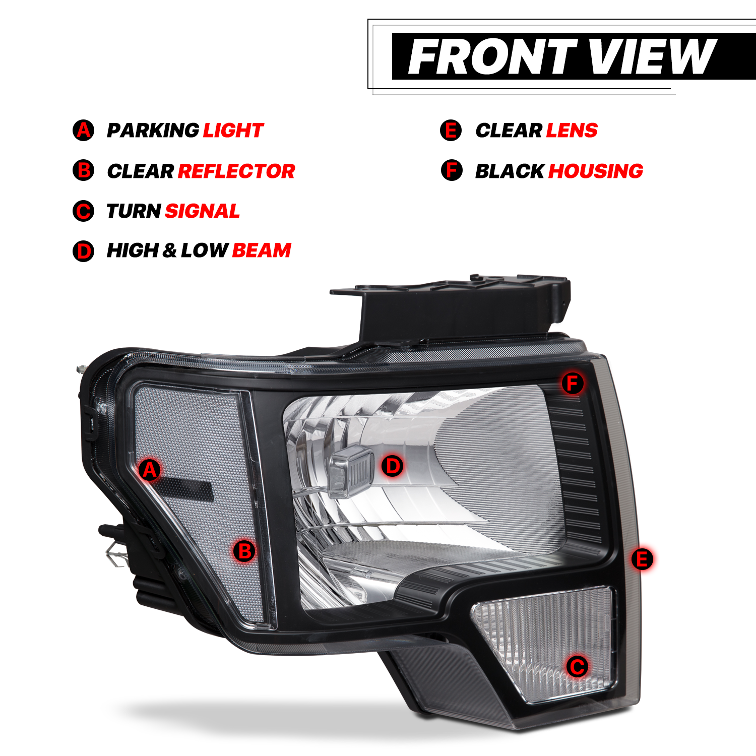 Factory Style Headlights (Black)<br>09-14 Ford F-150