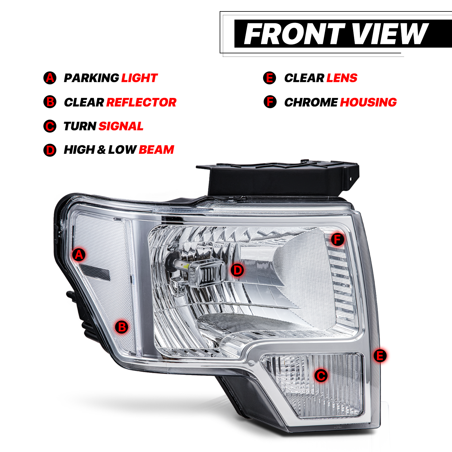 Factory Style Headlights W/LED Bulbs (Chrome)<br>09-14 Ford F-150