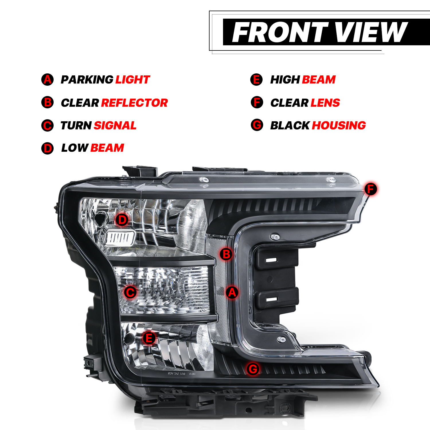 Factory Style Headlights (Black)<br>18-20 Ford F-150