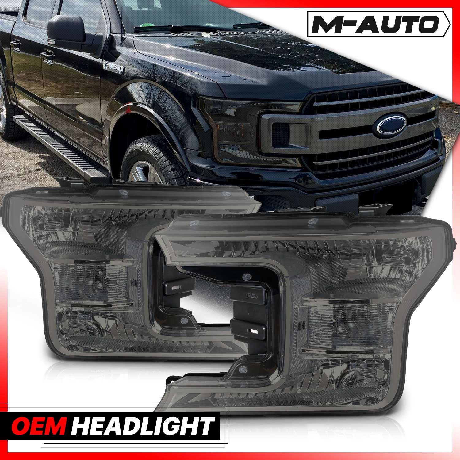 Factory Style Headlights (Smoked)<br>18-20 Ford F-150