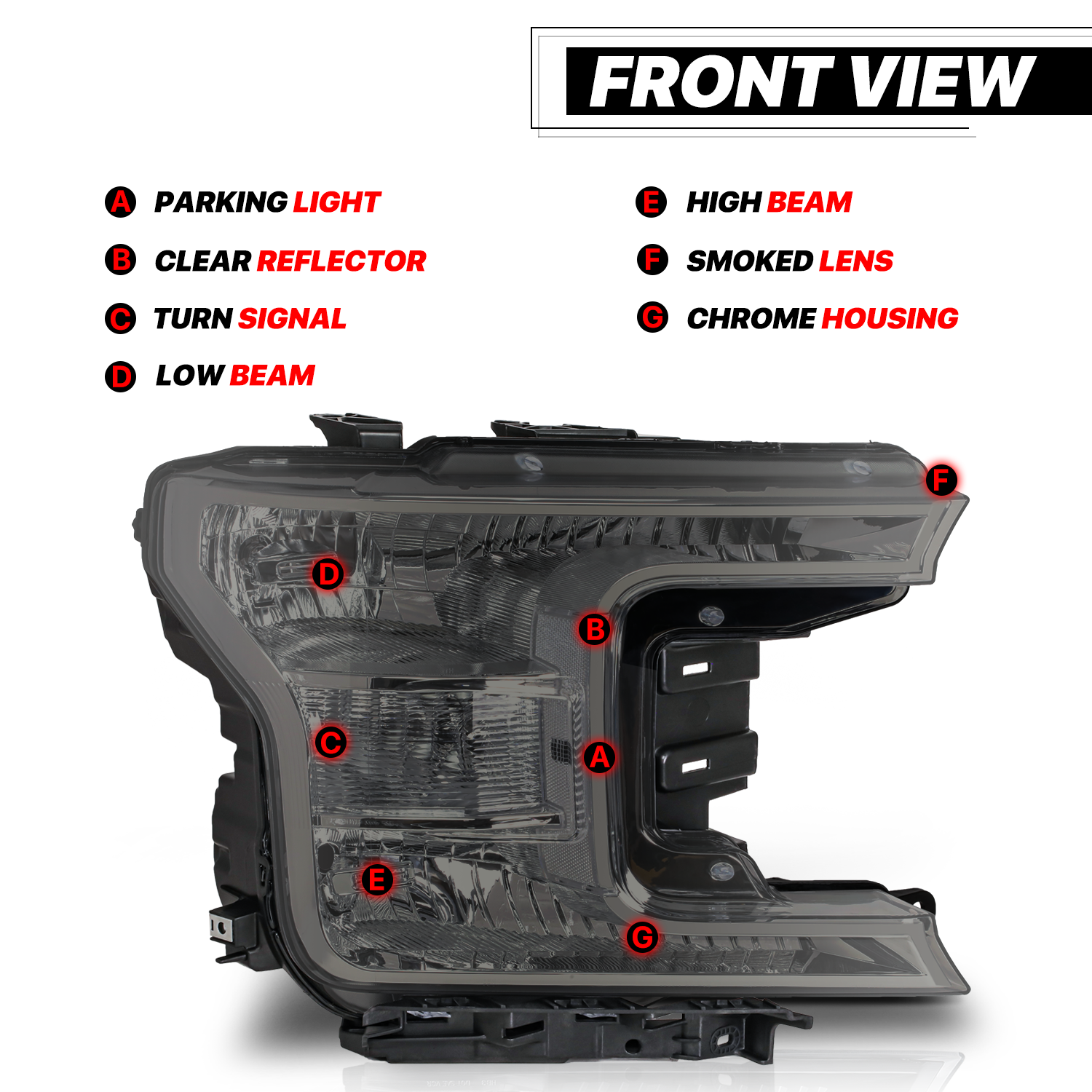 Factory Style Headlights (Smoked)<br>18-20 Ford F-150