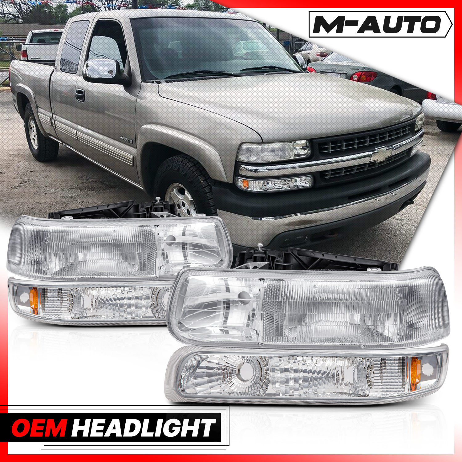 Factory Replacement Headlight <br>99-02 Chevy Silverado, 00-06 Suburban