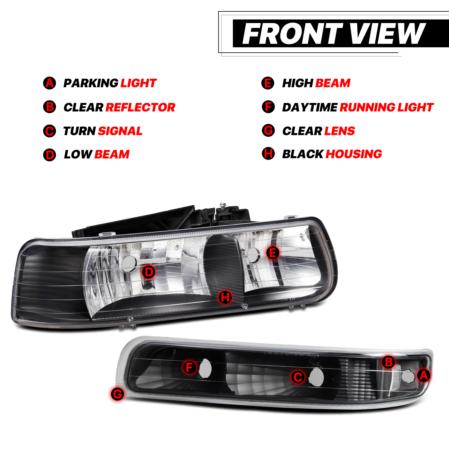 Factory Style Headlight (Black)<br>99-02 Chevy Silverado, 00-06 Suburban