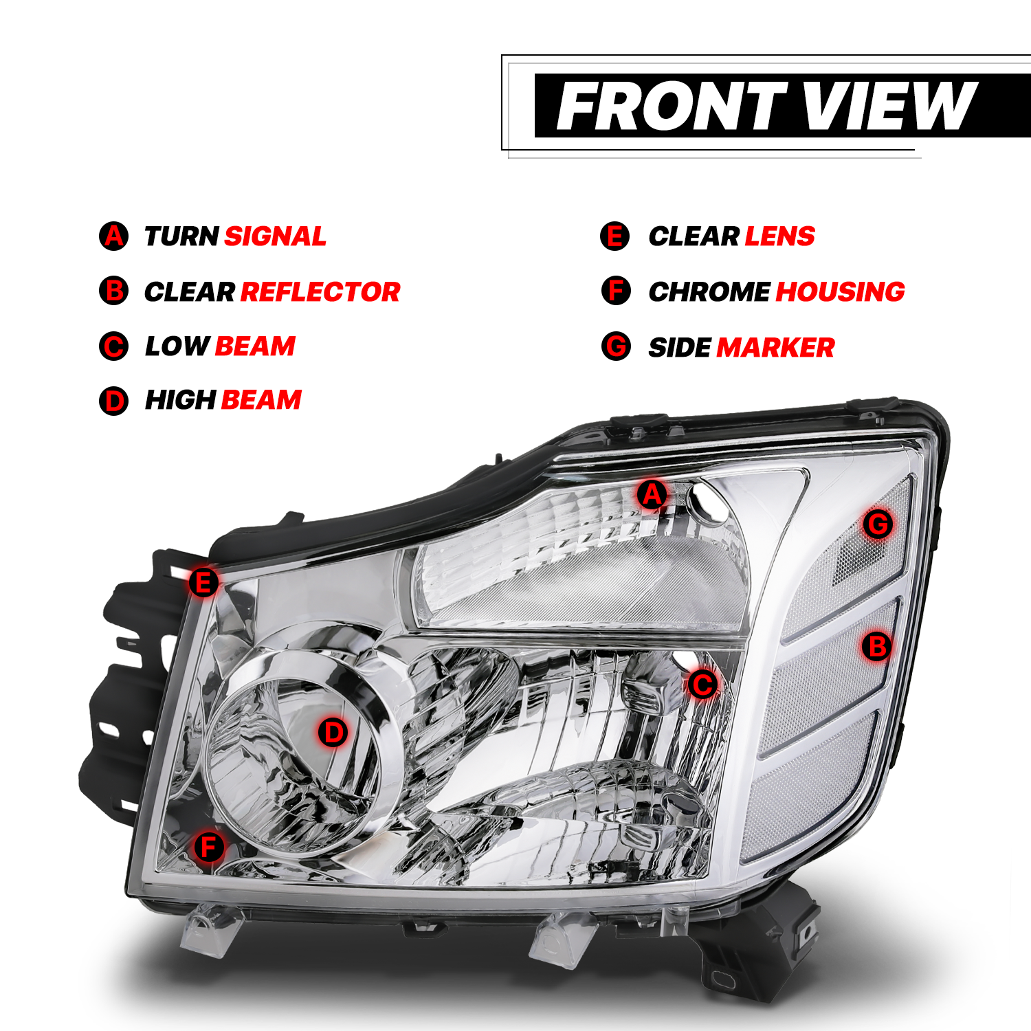 Factory Style Headlights (Chrome)<br>04-07 Nissan Armada, 04-15 Titan