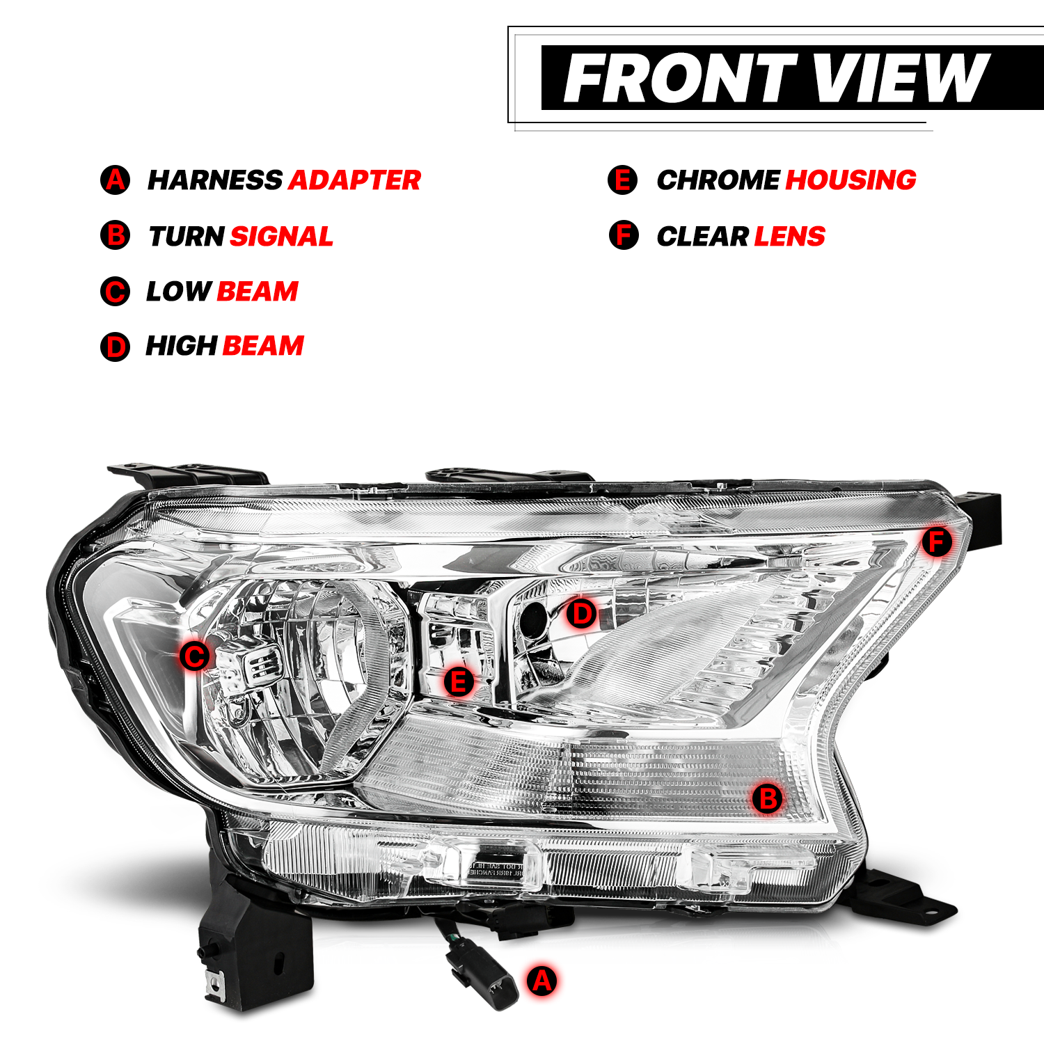 Factory Style Headlights (Chrome)<br>19-21 Ford Ranger XL, XLT