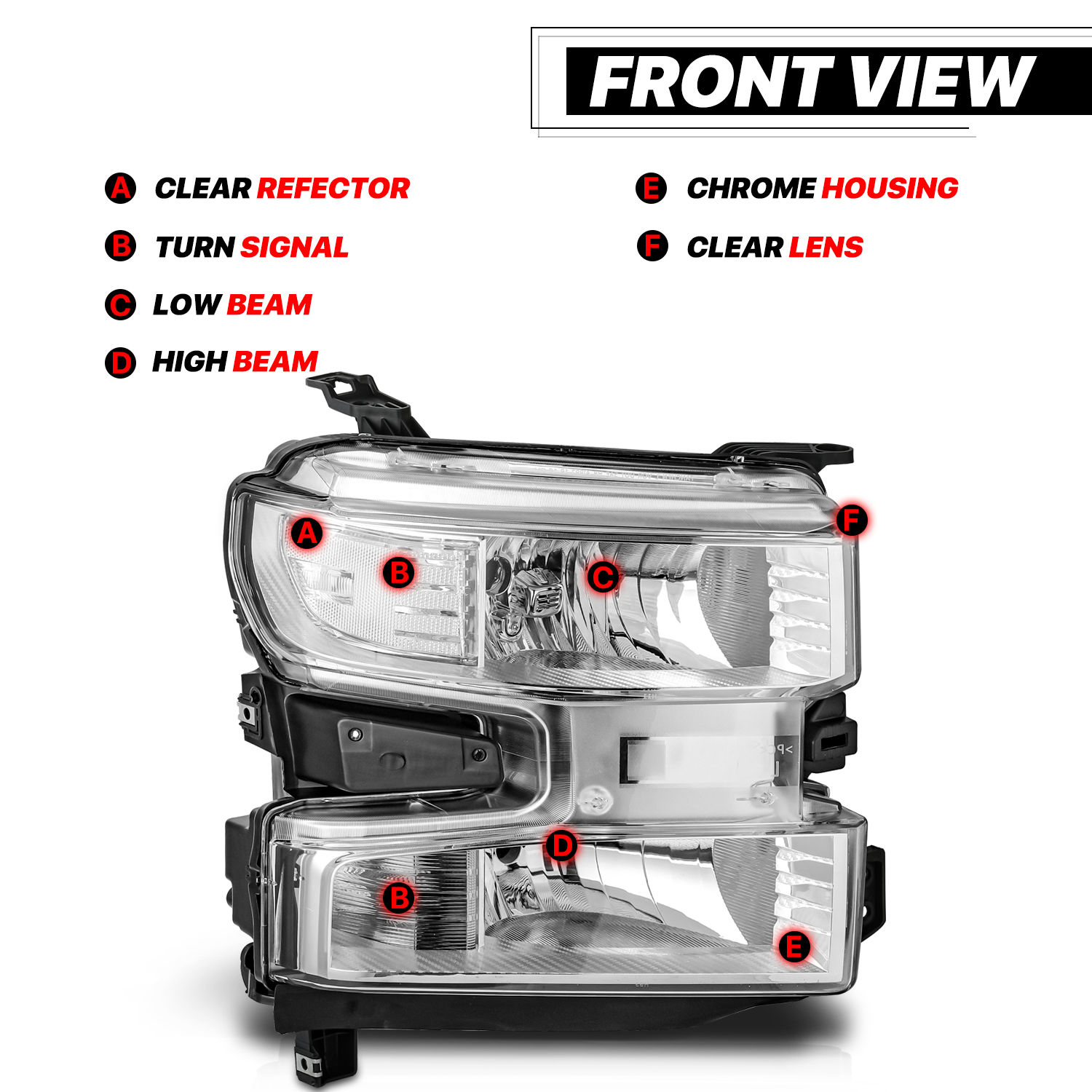 Factory Style Headlights (Chrome)<br>19-21 Chevy Silverado 1500, 22 Silverado 1500 LTD