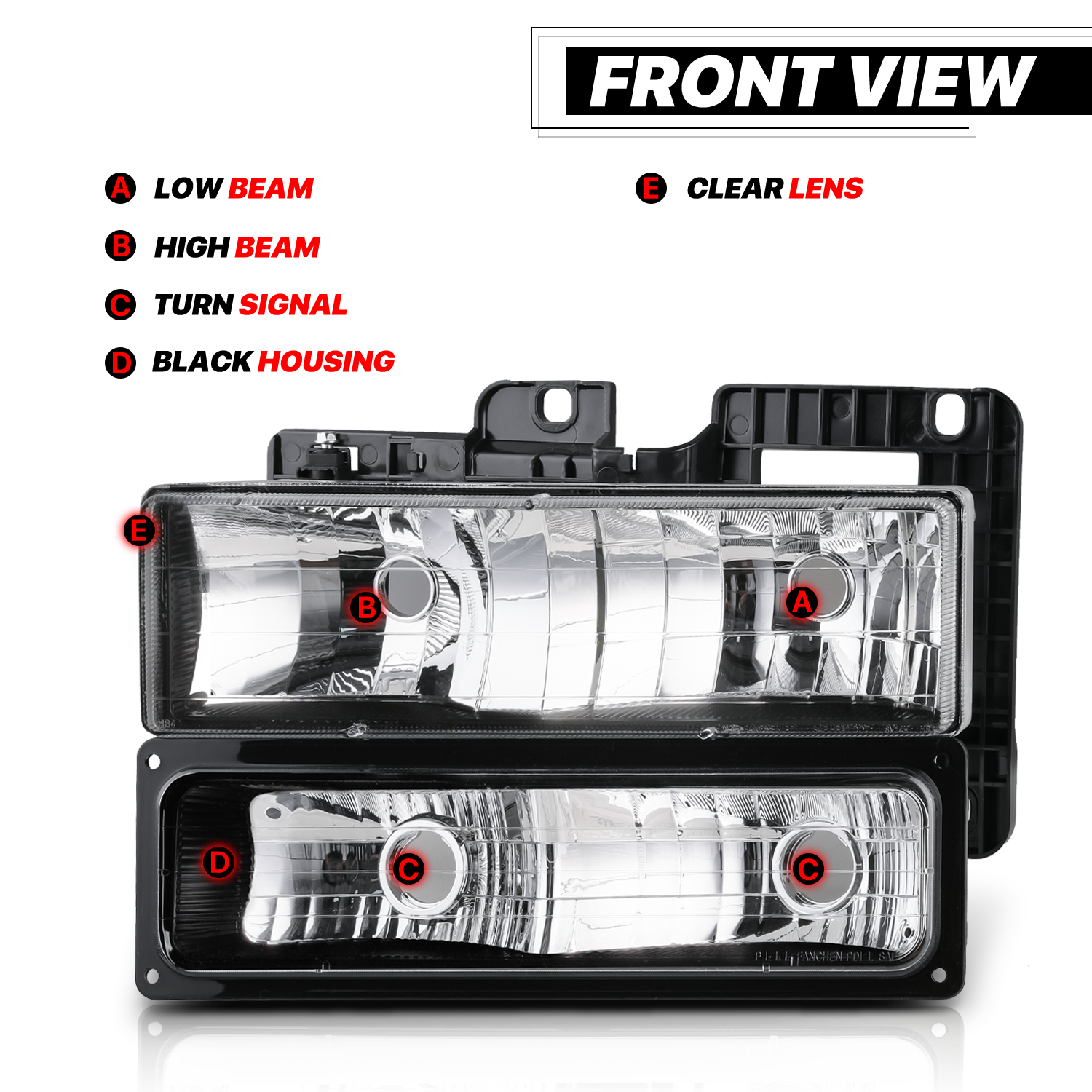 Factory Style Headlight+Bumper Light (Black)<br>88-00 Chevy/GMC C/K Pickup, Suburban