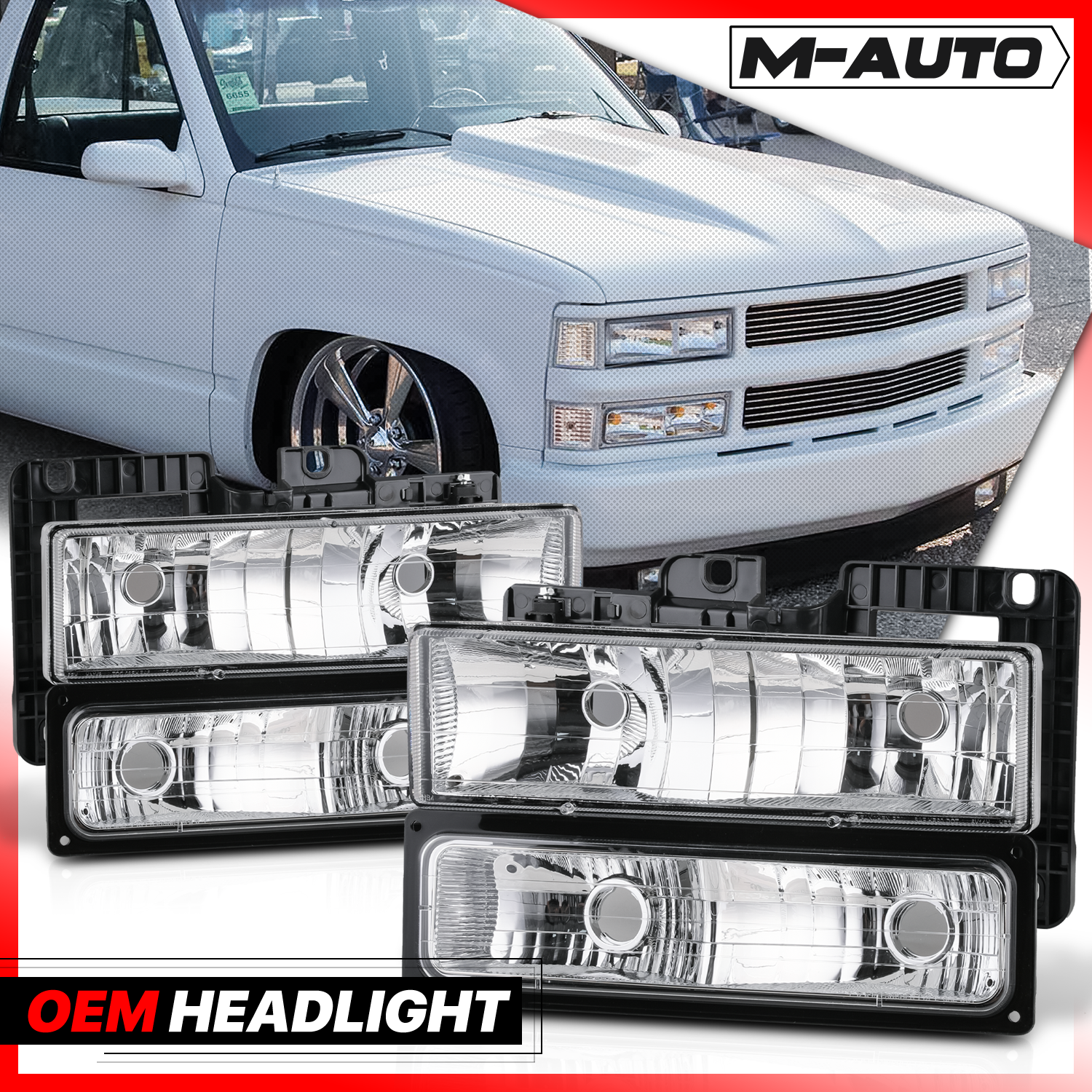 Factory Style Headlight+Bumper Light (Chrome)<br>88-00 Chevy/GMC C/K Pickup, Suburban