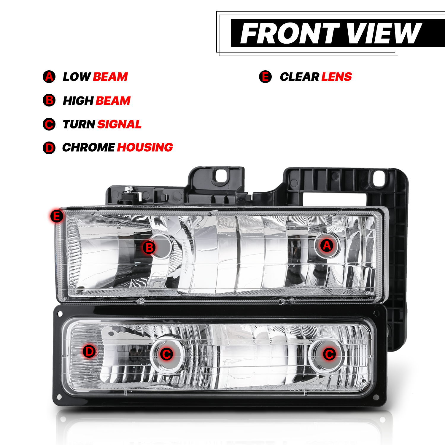 Factory Style Headlight+Bumper Light (Chrome)<br>88-00 Chevy/GMC C/K Pickup, Suburban