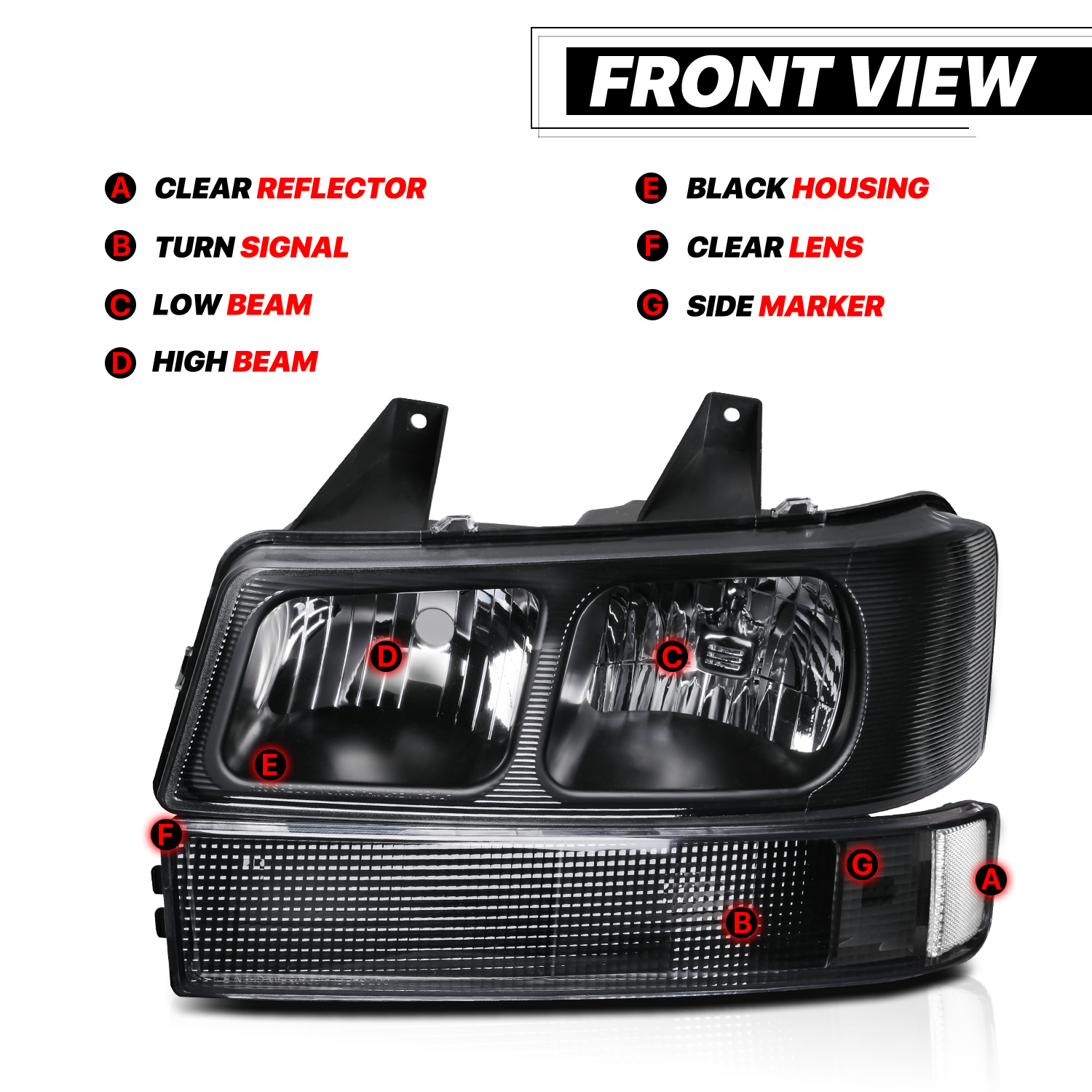 Factory Style Headlight+Bumper Light (Black)<br>03-23 Chevy Express, GMC Savana