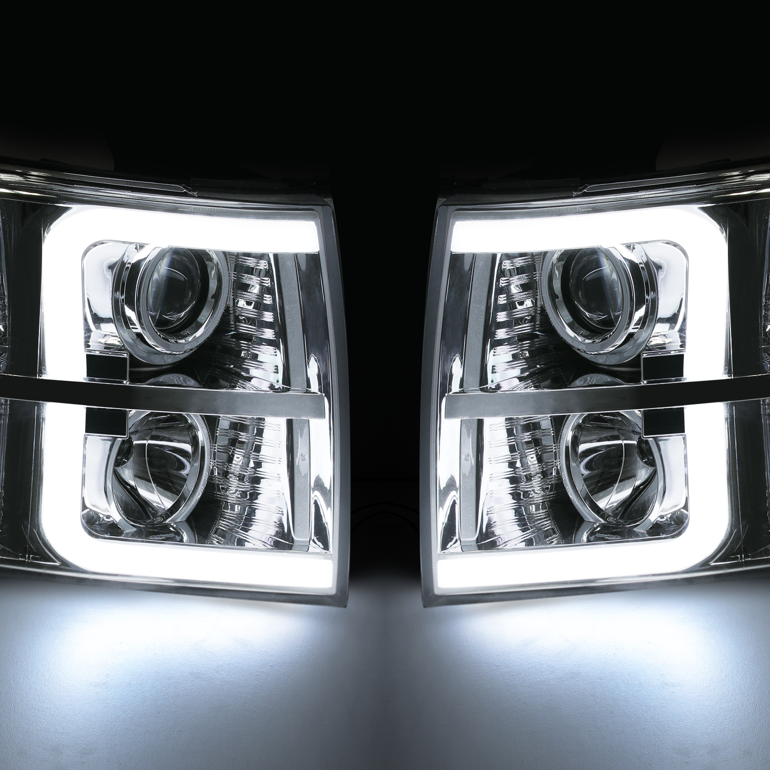 Projector Headlight w/LED DRL (Chrome)<br>07-14 Chevy Silverado