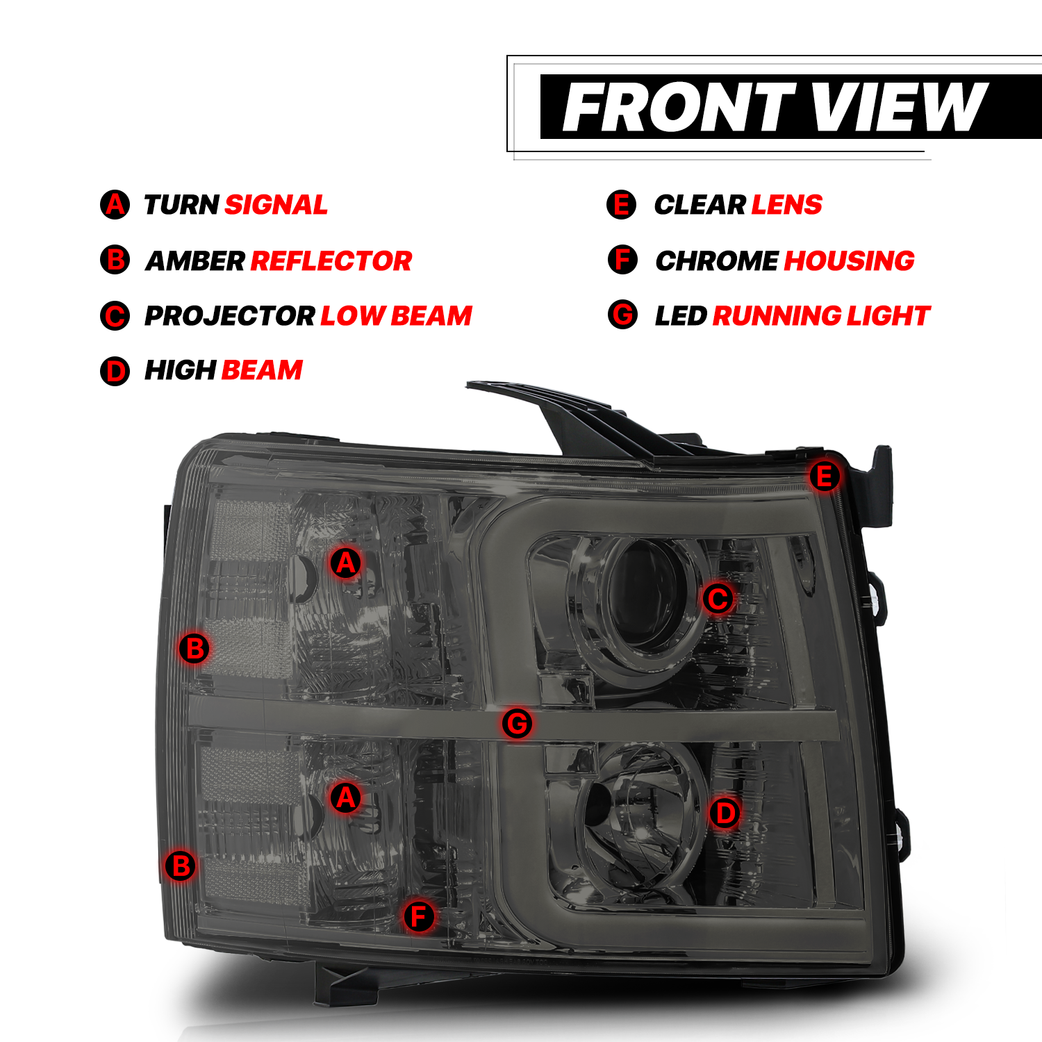 Projector Headlight w/LED DRL (Smoked)<br>07-14 Chevy Silverado