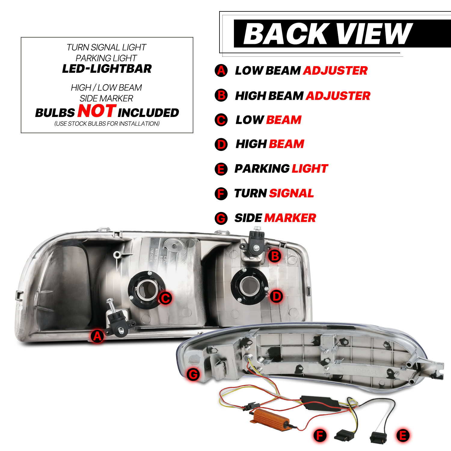 Switchback LED Strip Headlight (Chrome)<br>01-07 GMC Sierra, Yukon XL Denali