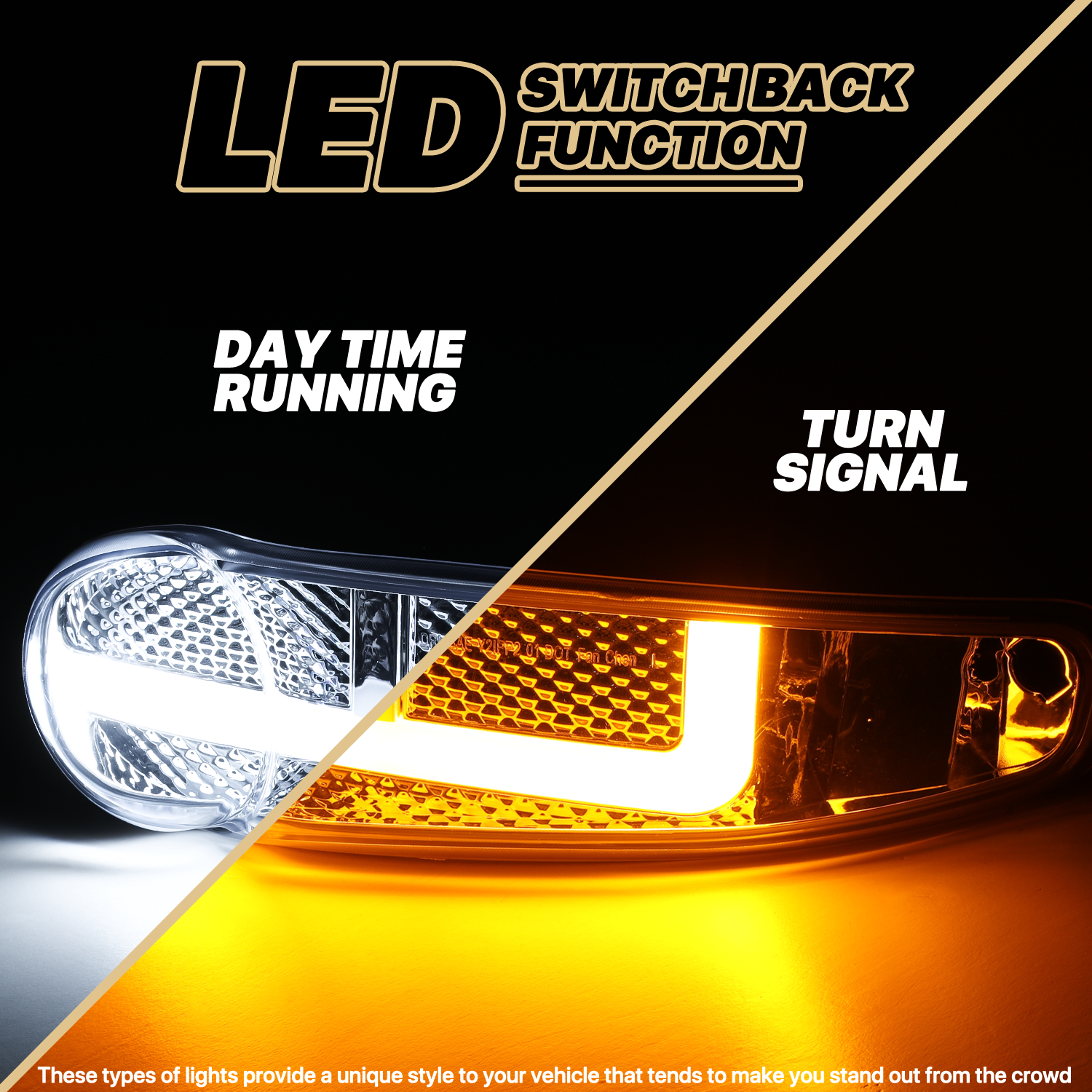 Switchback LED Strip Headlight (Chrome)<br>01-07 GMC Sierra, Yukon XL Denali