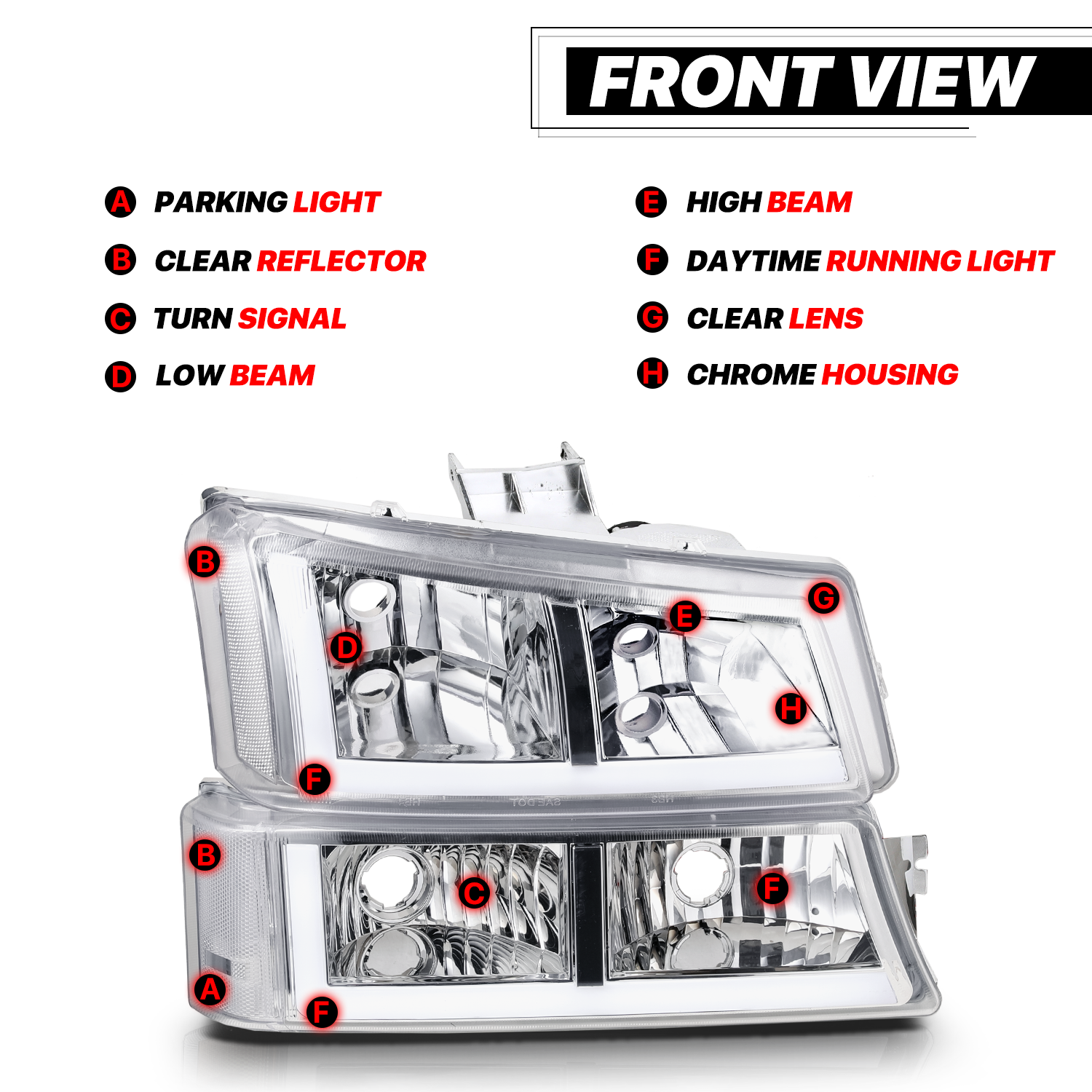 LED DRL Headlight+Bumper Light (Chrome)<br>03-06 Chevy Silverado, Avalanche