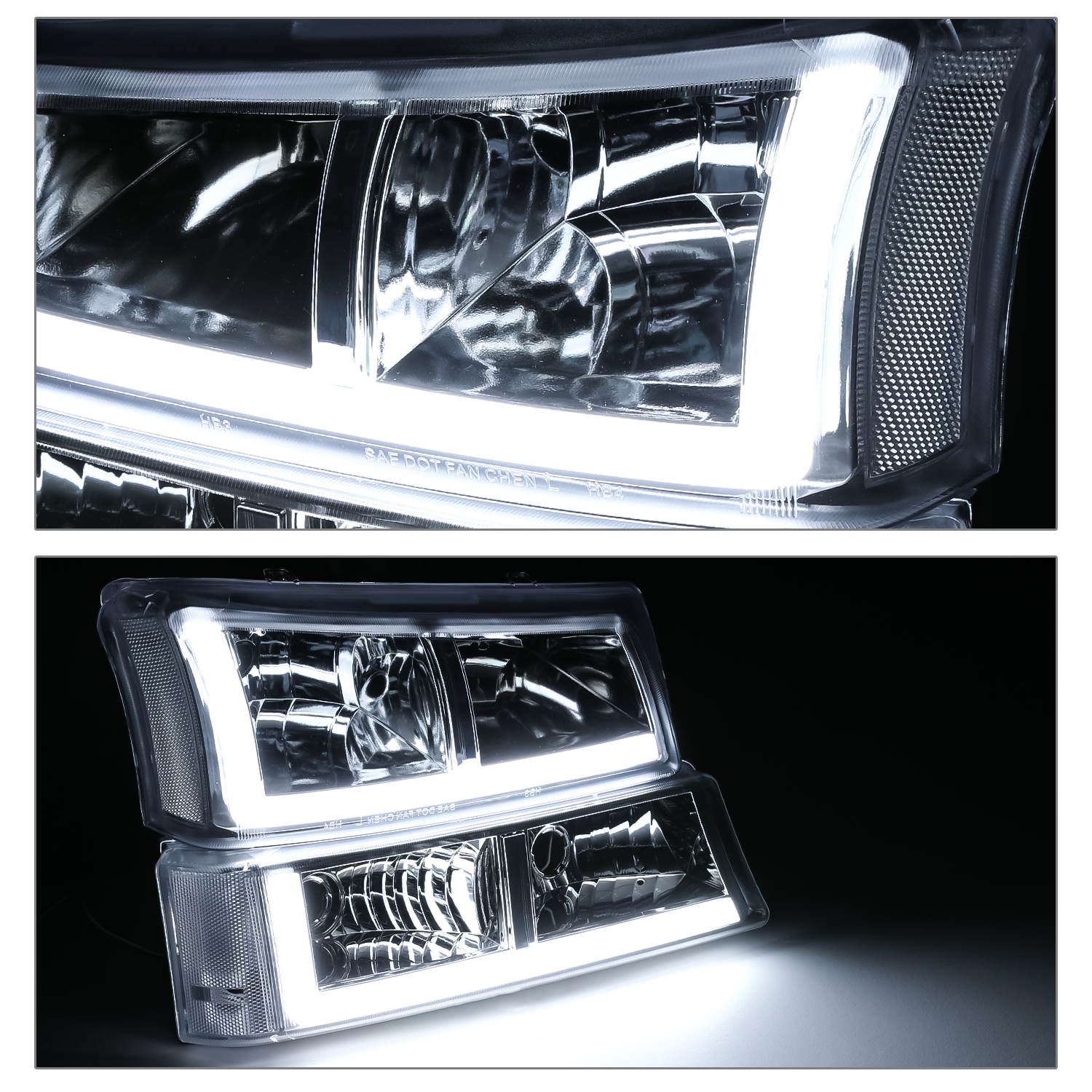 LED DRL Headlight+Bumper Light (Chrome)<br>03-06 Chevy Silverado, Avalanche