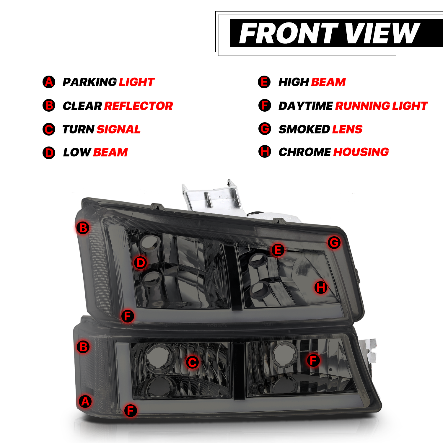 LED DRL Headlight+Bumper Light (Smoked)<br>03-06 Chevy Silverado, Avalanche