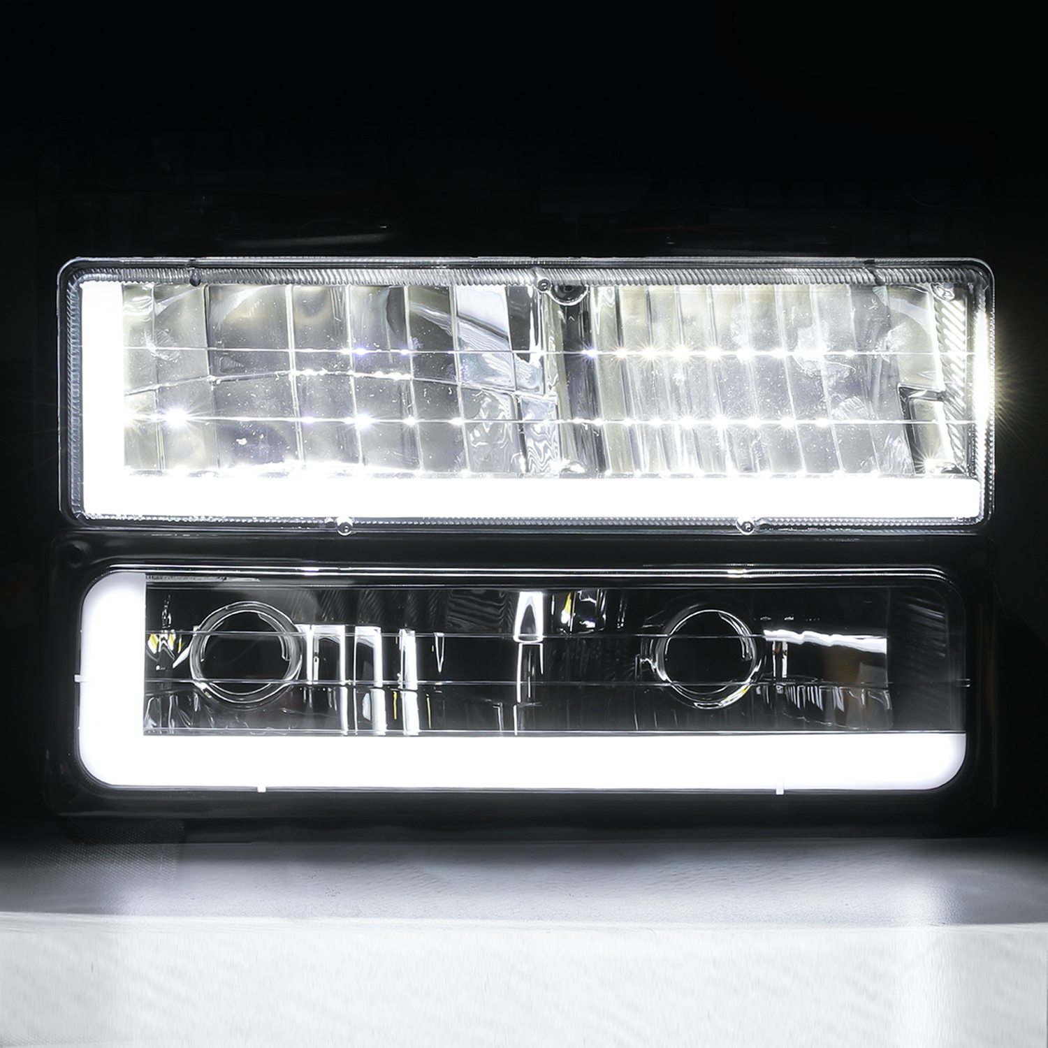 LED DRL Headlight+Bumper Light (Black)<br>94-00 Chevy/GMC C/K Pickup, Suburban