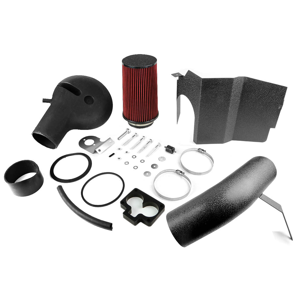 97-99 Dodge Dakota Durango V8 Black Cold Air Intak w/Heat Shield+Cone Filter