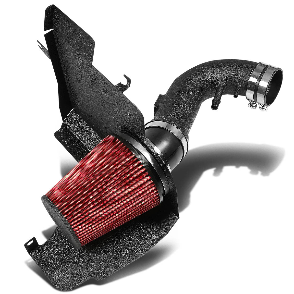11-14 Ford Mustang 5.0L V8 Black Cold Air Intake w/Heat Shield+Cone Filter