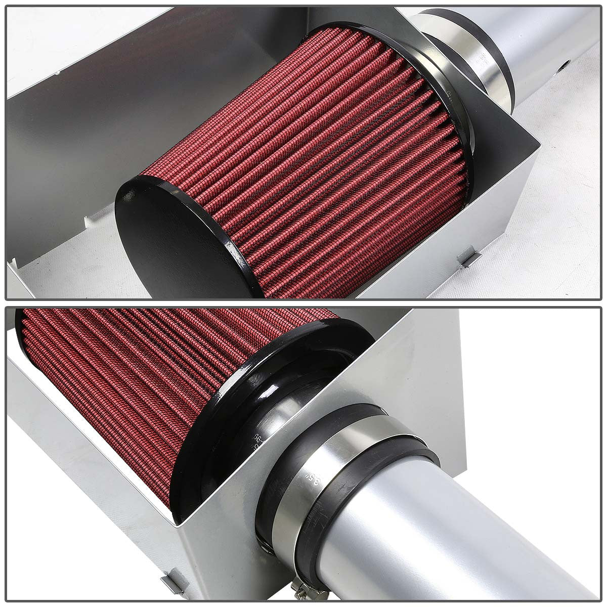 06-10 Jeep Grand Cherokee 6.1L V8 Aluminum Cold Air Intake w/Heat Shield+Cone Filter