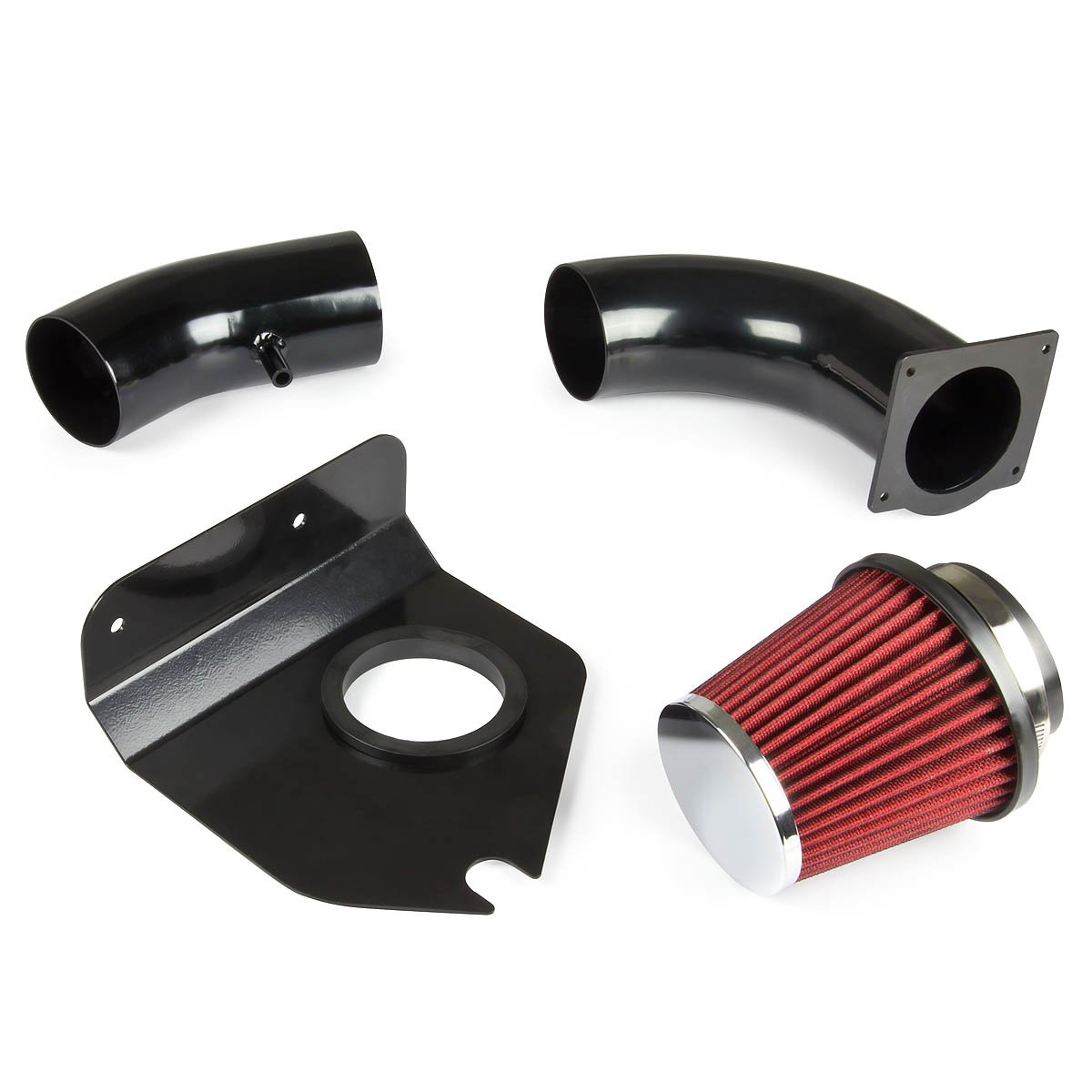 99-04 Ford Mustang 3.8L V6 Cold Air Intake w/Heat Shield+Red Filter