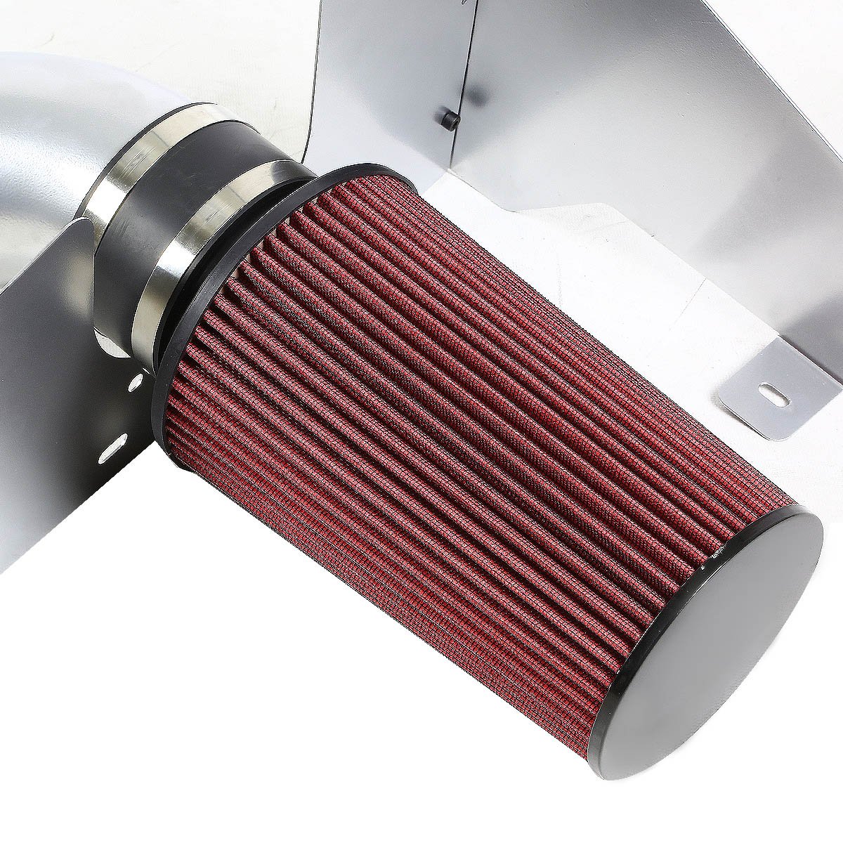 05-09 Ford Mustang 4.6L V8 Aluminum Cold Air Intake Kit w/Heat Shield+Filter - Silver